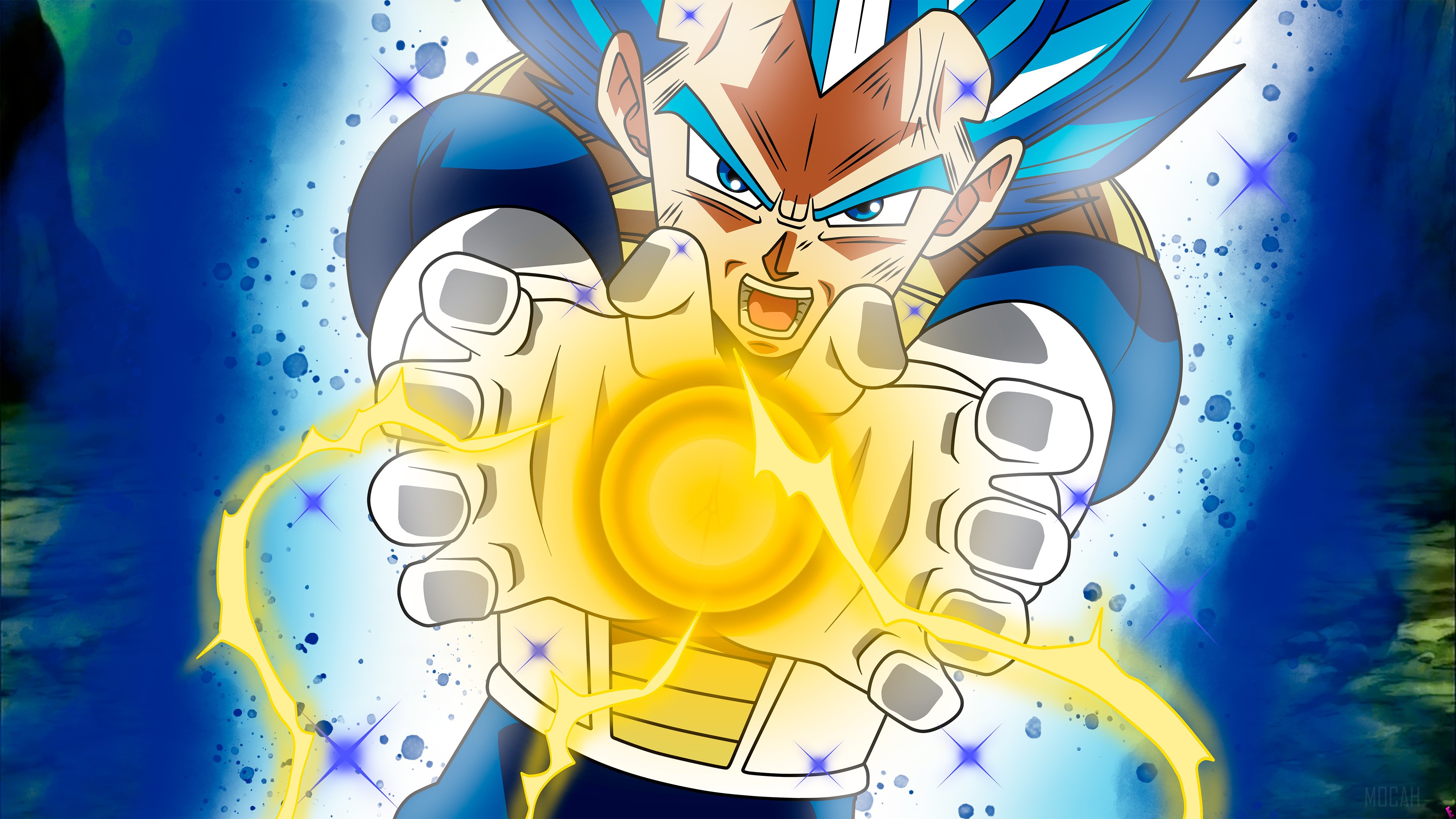 Vegeta from Dragon Ball charging energy blast 4K HD Wallpaper