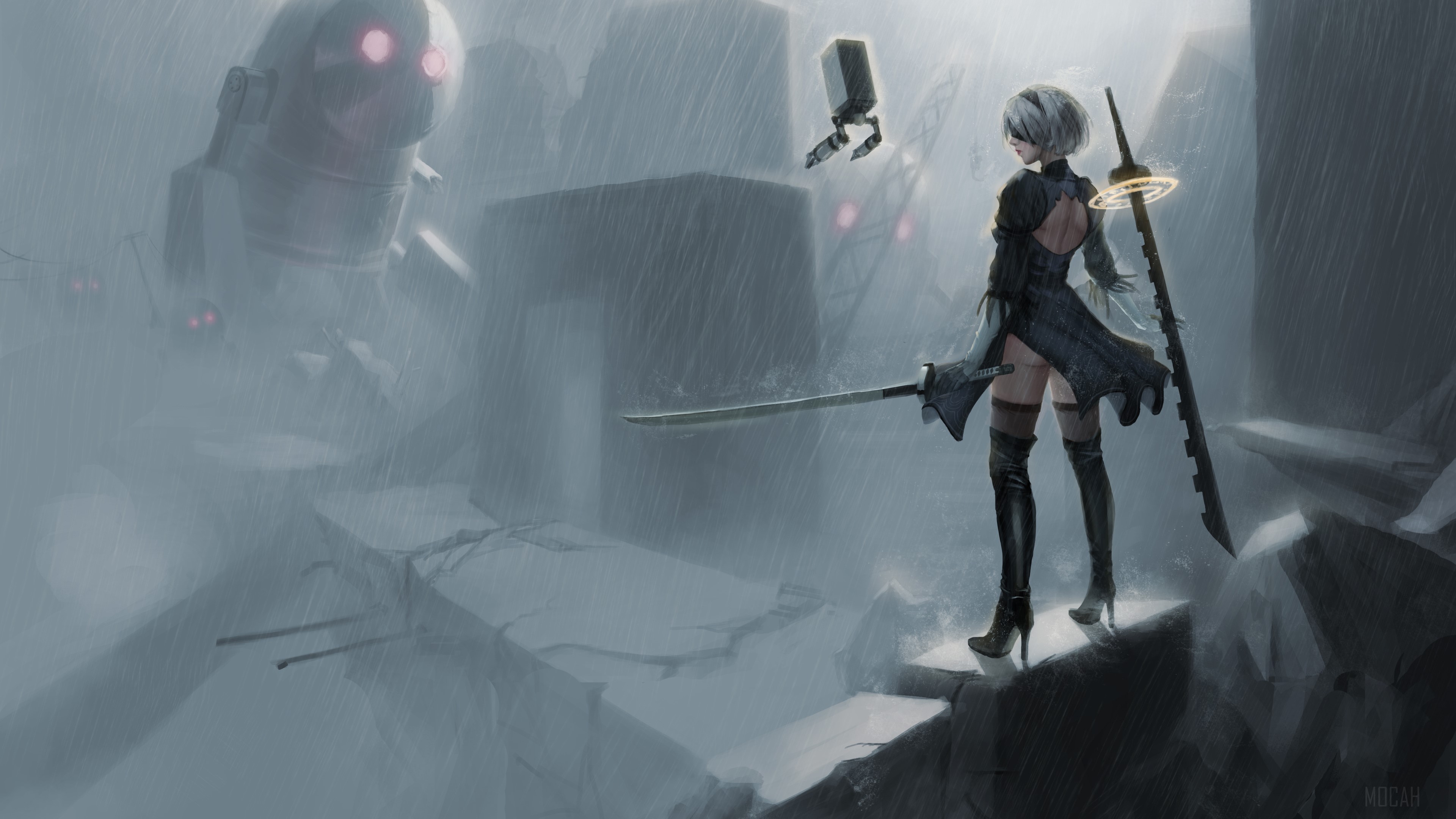 2B from Nier Automata in 4K HD Wallpaper