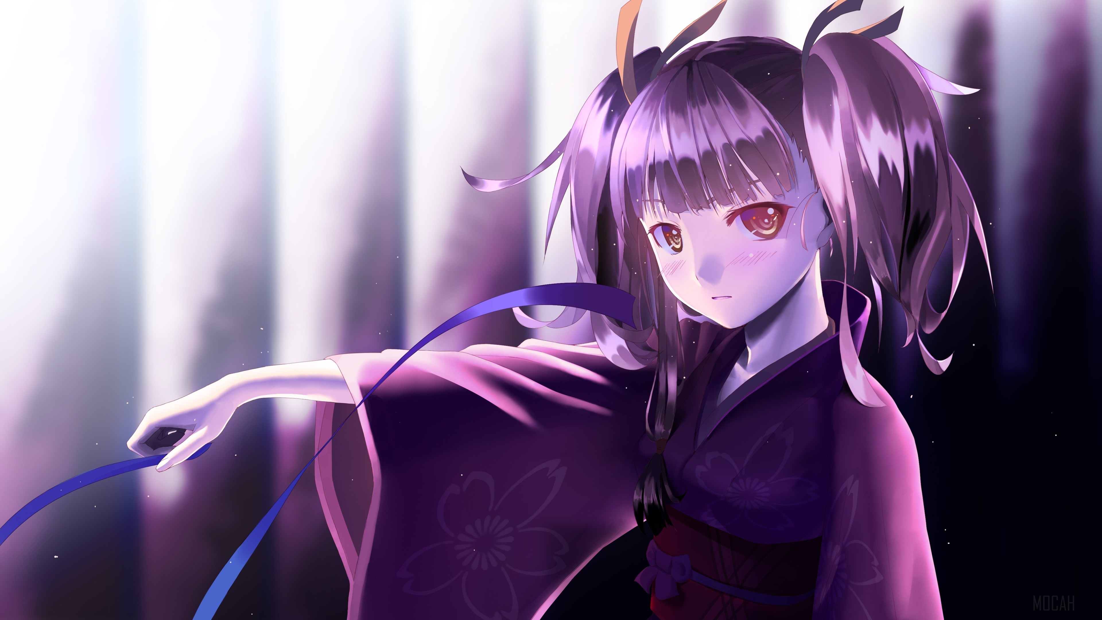 Anime girl in Japanese clothes 4K HD Wallpaper