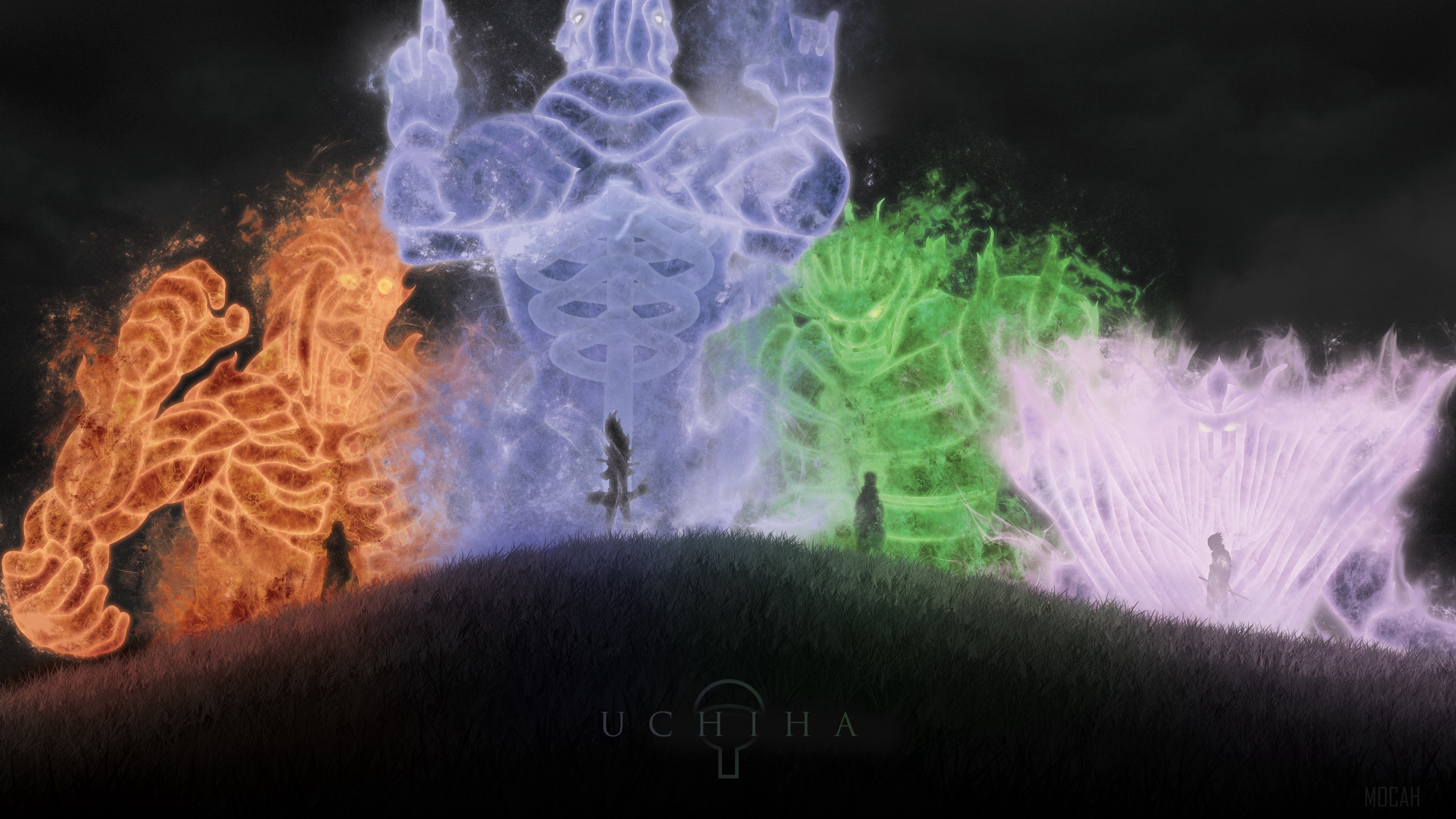 Naruto Uchiha 4K Chakra Spirit Figures HD Wallpaper