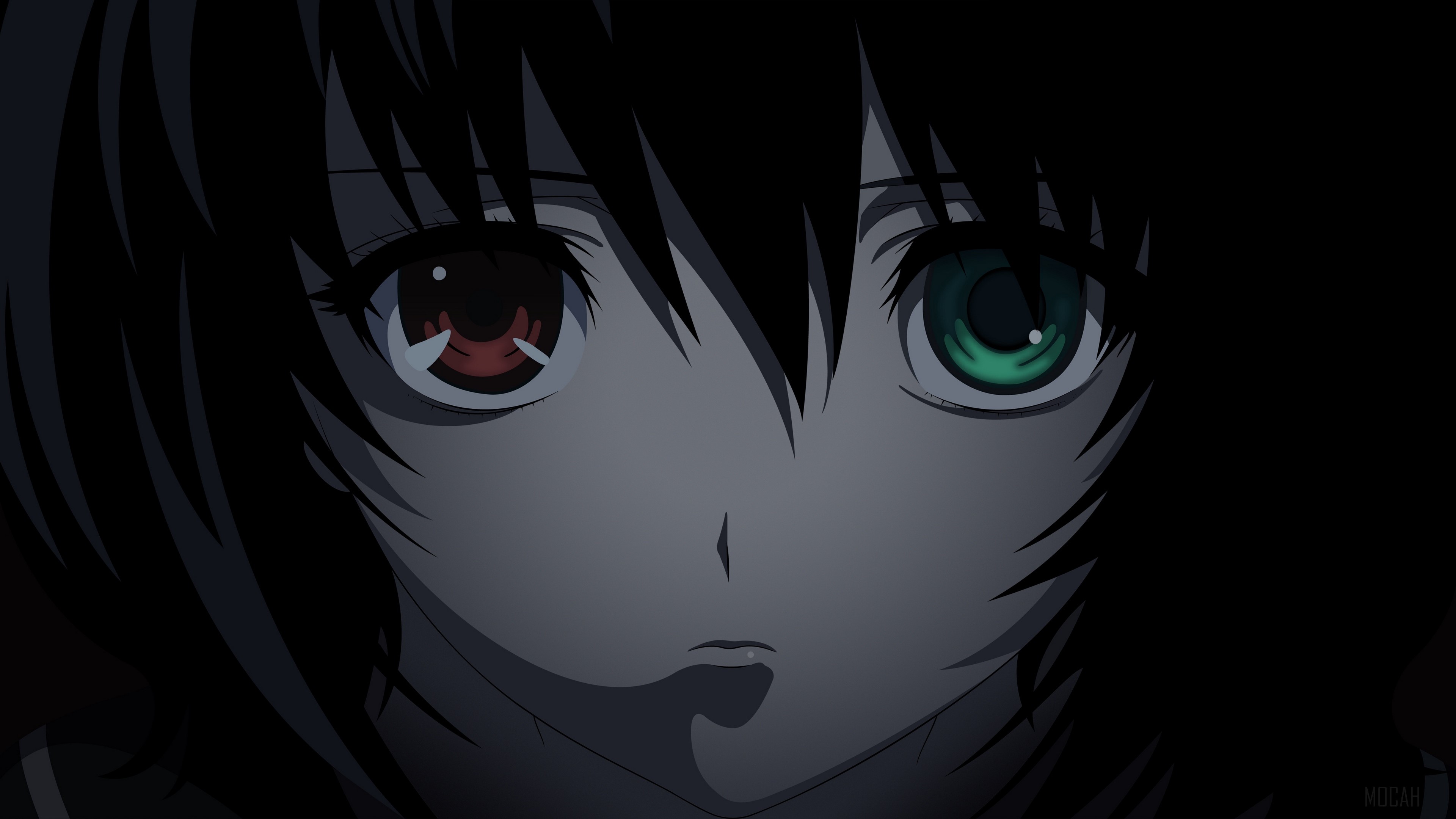 Girl with different colored eyes, close up 4K HD Wallpaper
