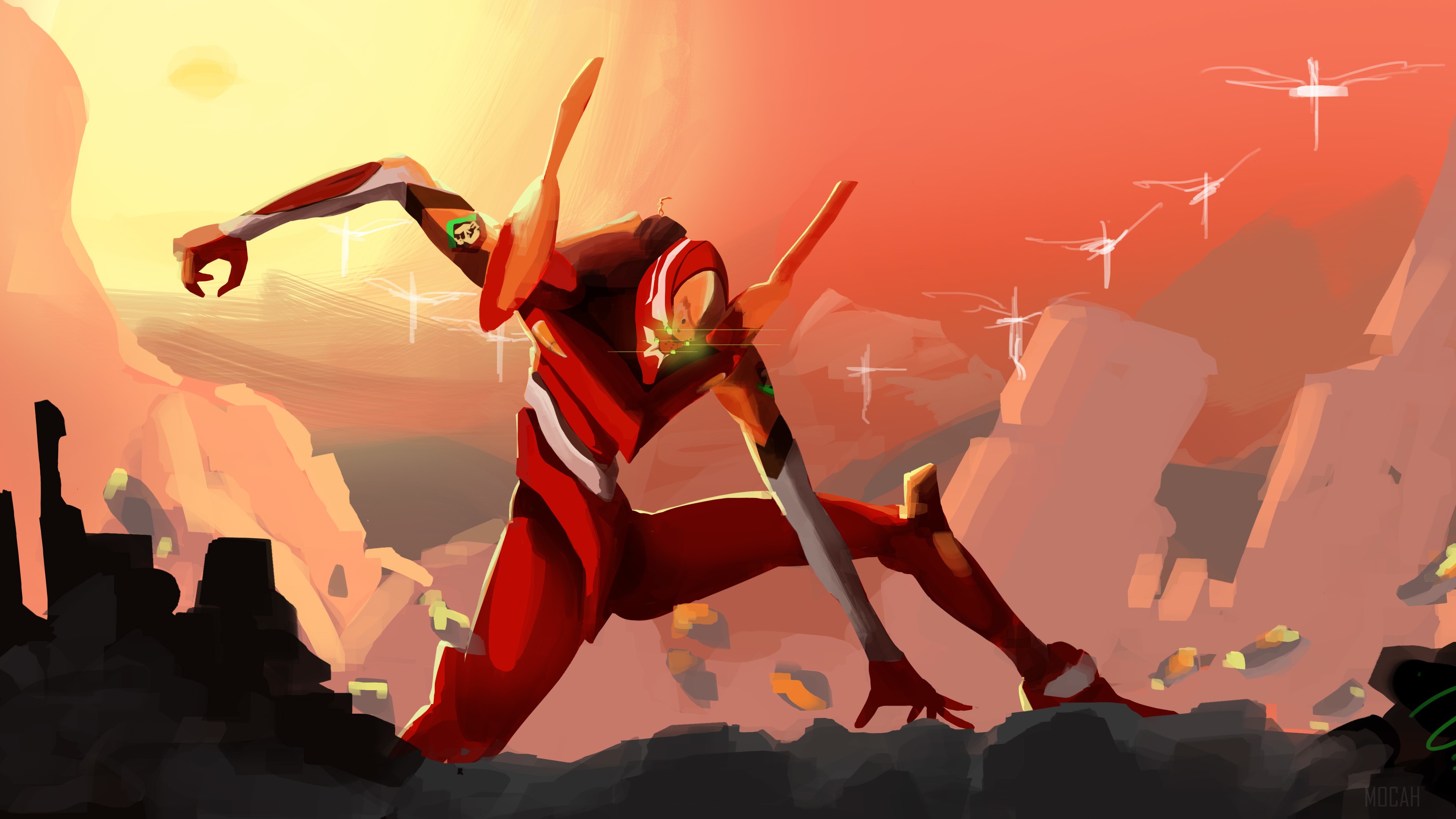 Eva Unit 02 from Neon Genesis Evangelion 4K HD Wallpaper