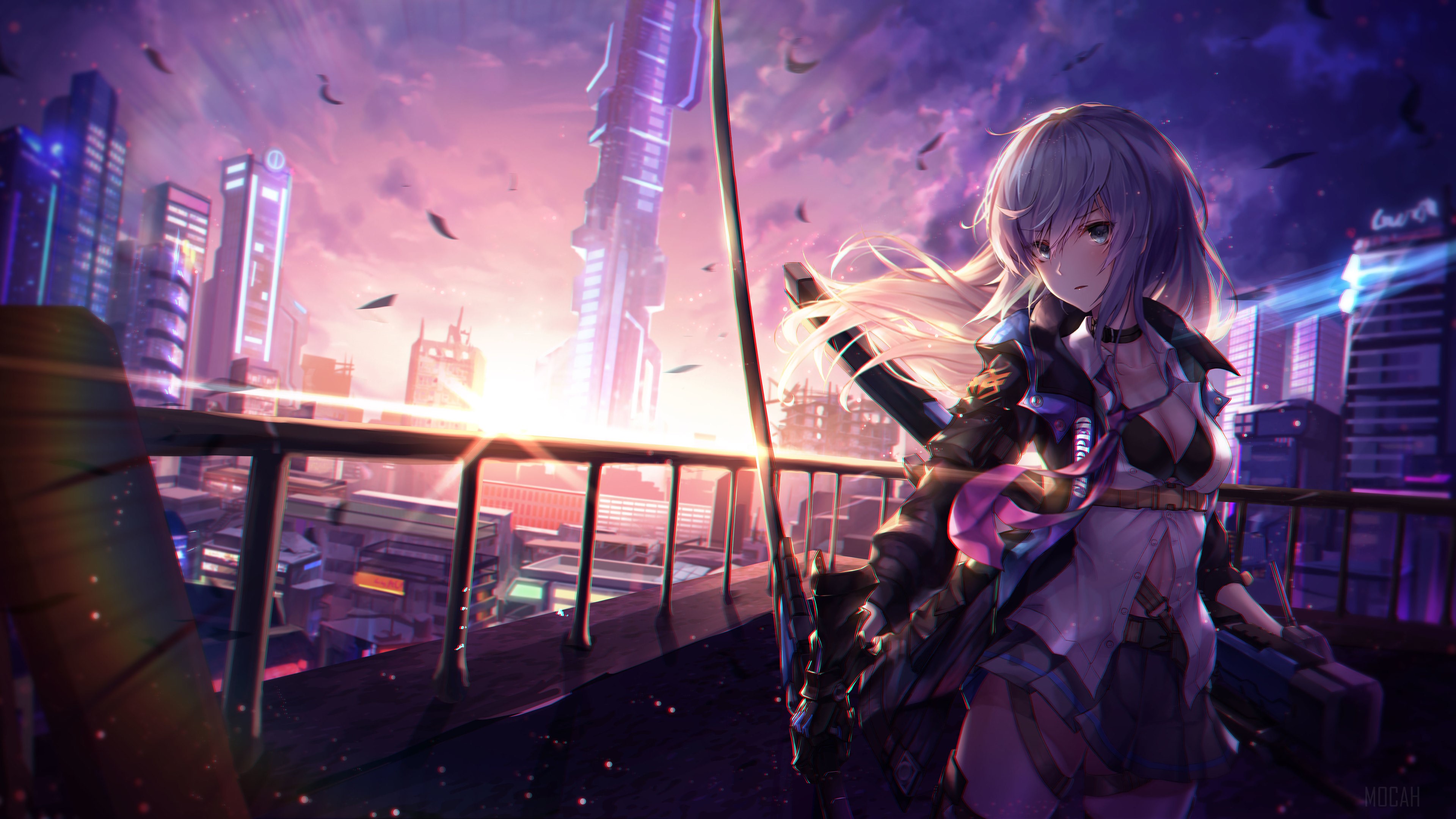 Anime Warrior Girl With Sword HD Wallpaper