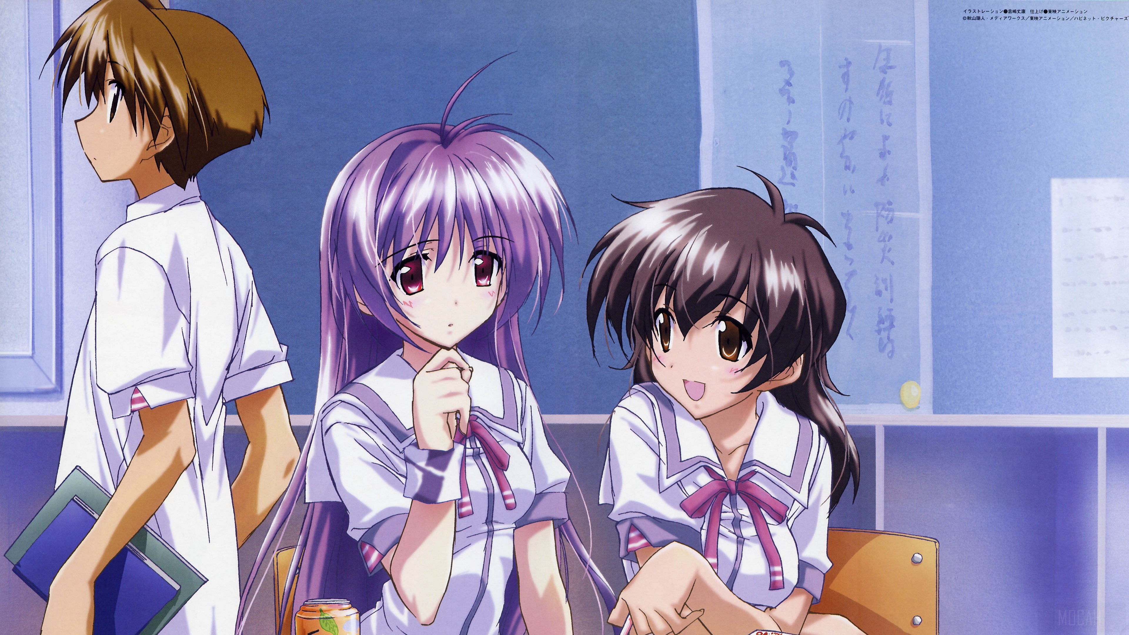 Girls in classroom with blackboard HD Wallpaper