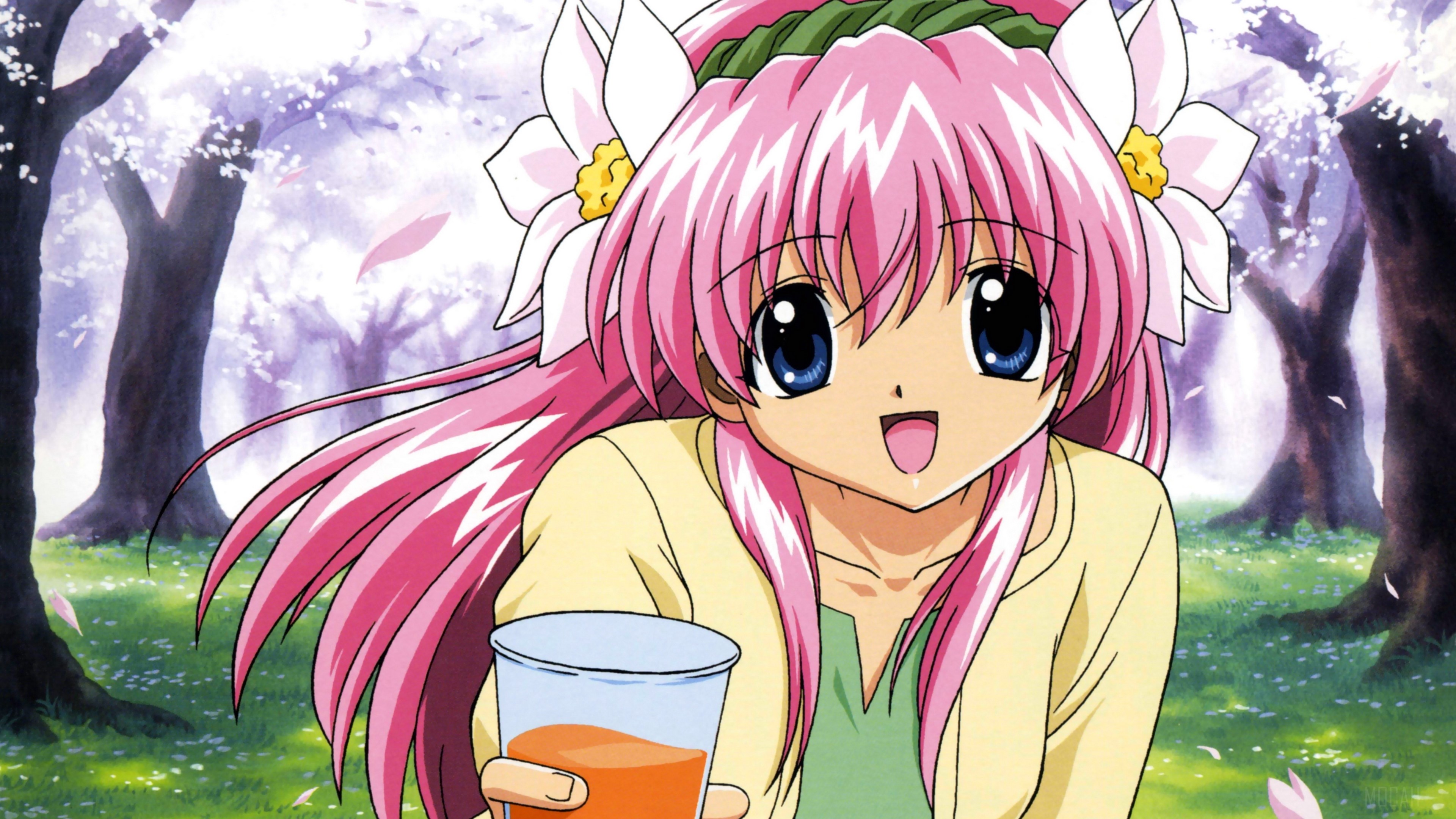Girl from Galaxy Angel holding a glass HD Wallpaper