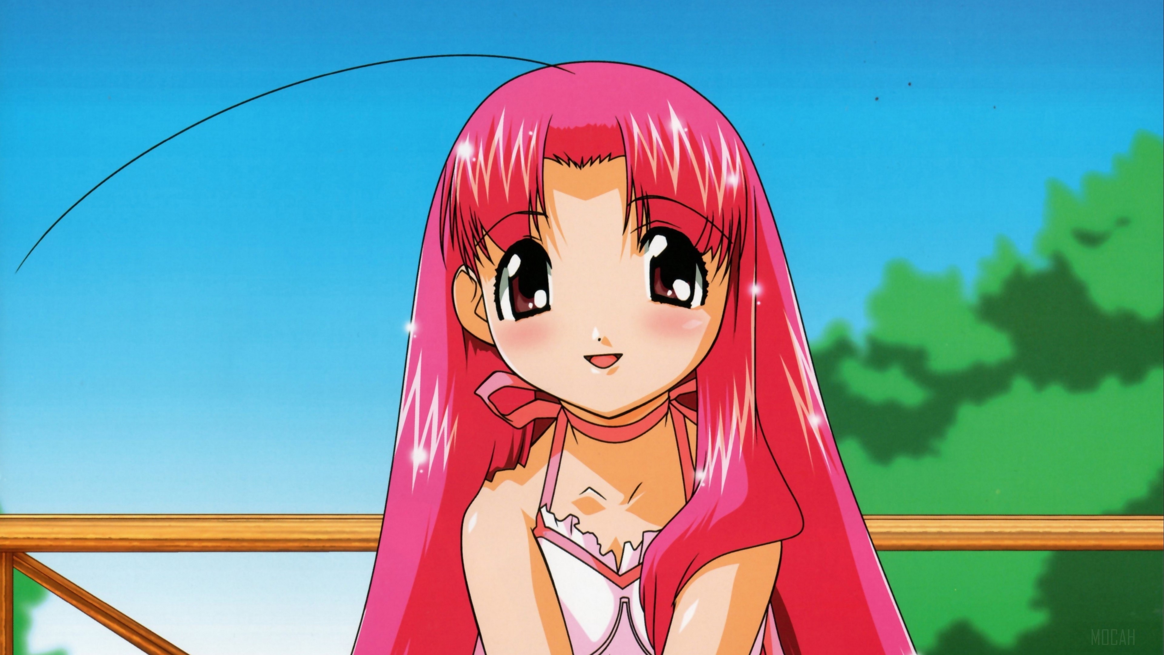 Cute anime girl with pink hair HD Wallpaper