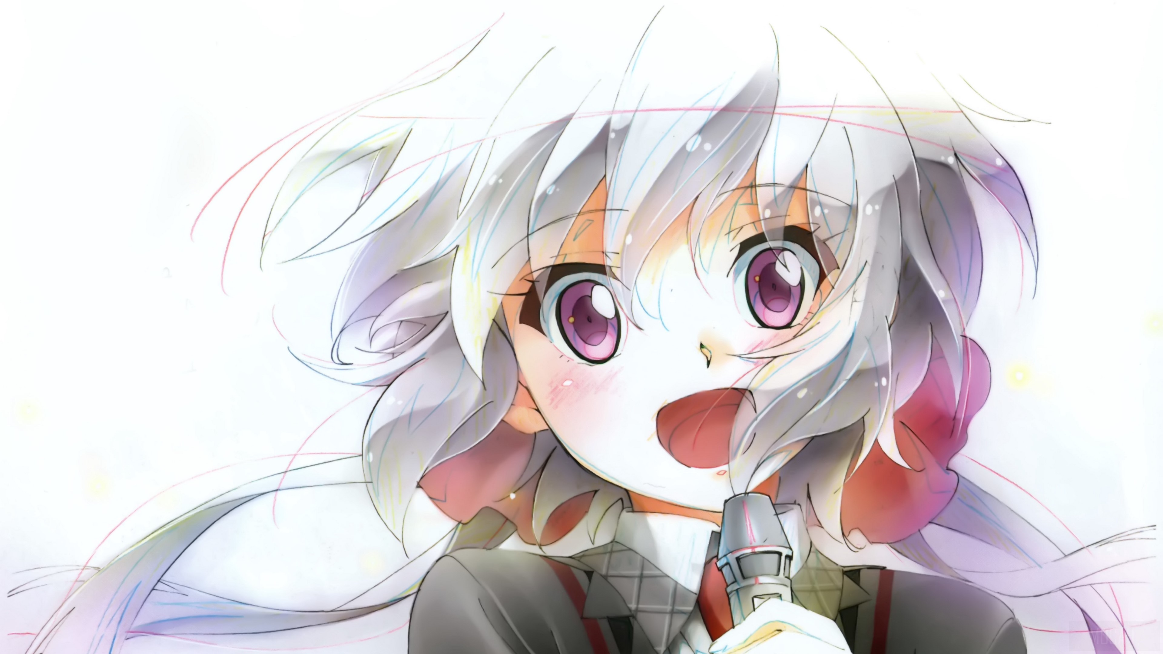 Chris Yukine from Senki Zesshou Symphogear singing into a microphone 4K HD Wallpaper