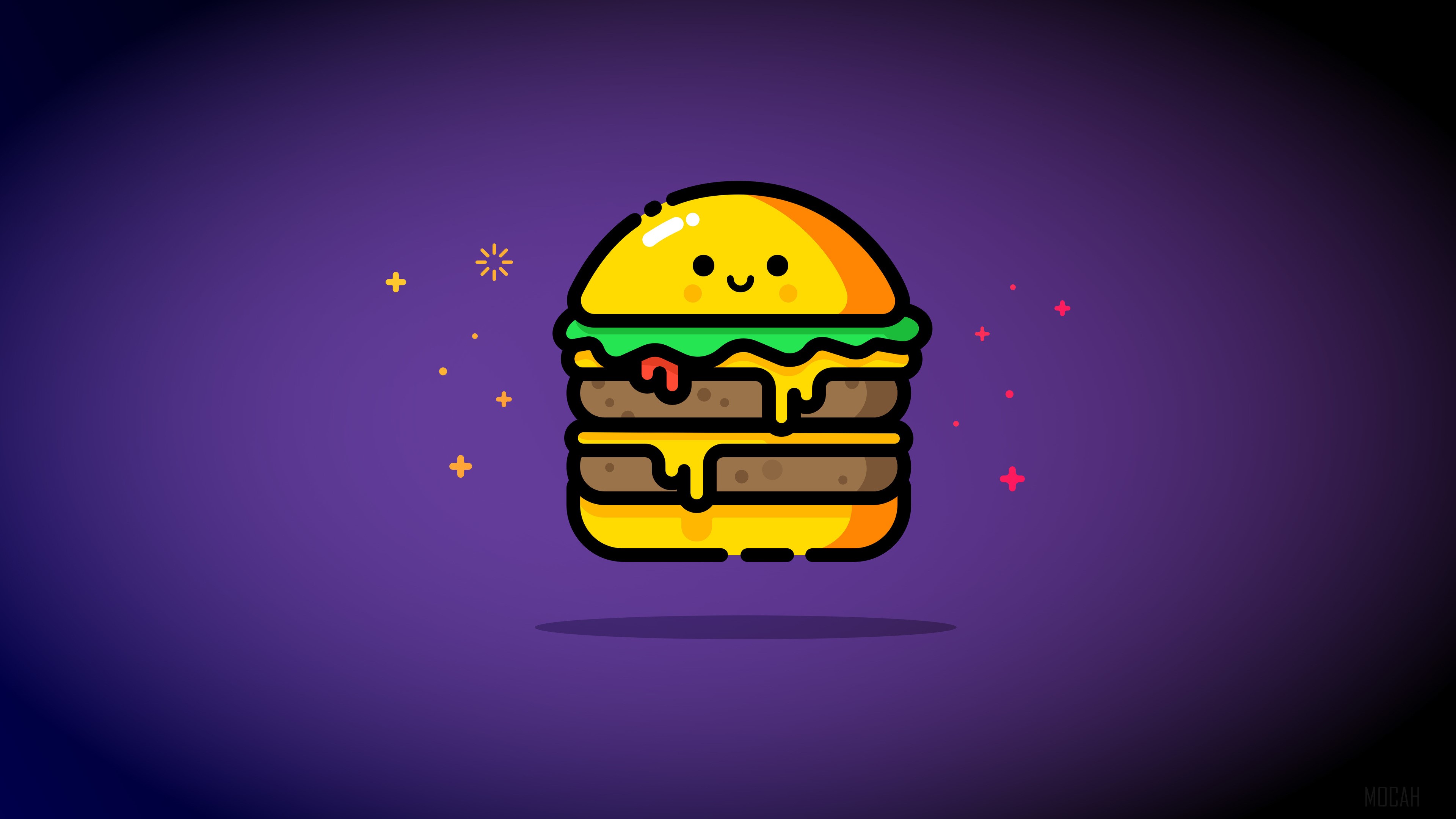 Minimalist Double Cheeseburger 4K HD Wallpaper