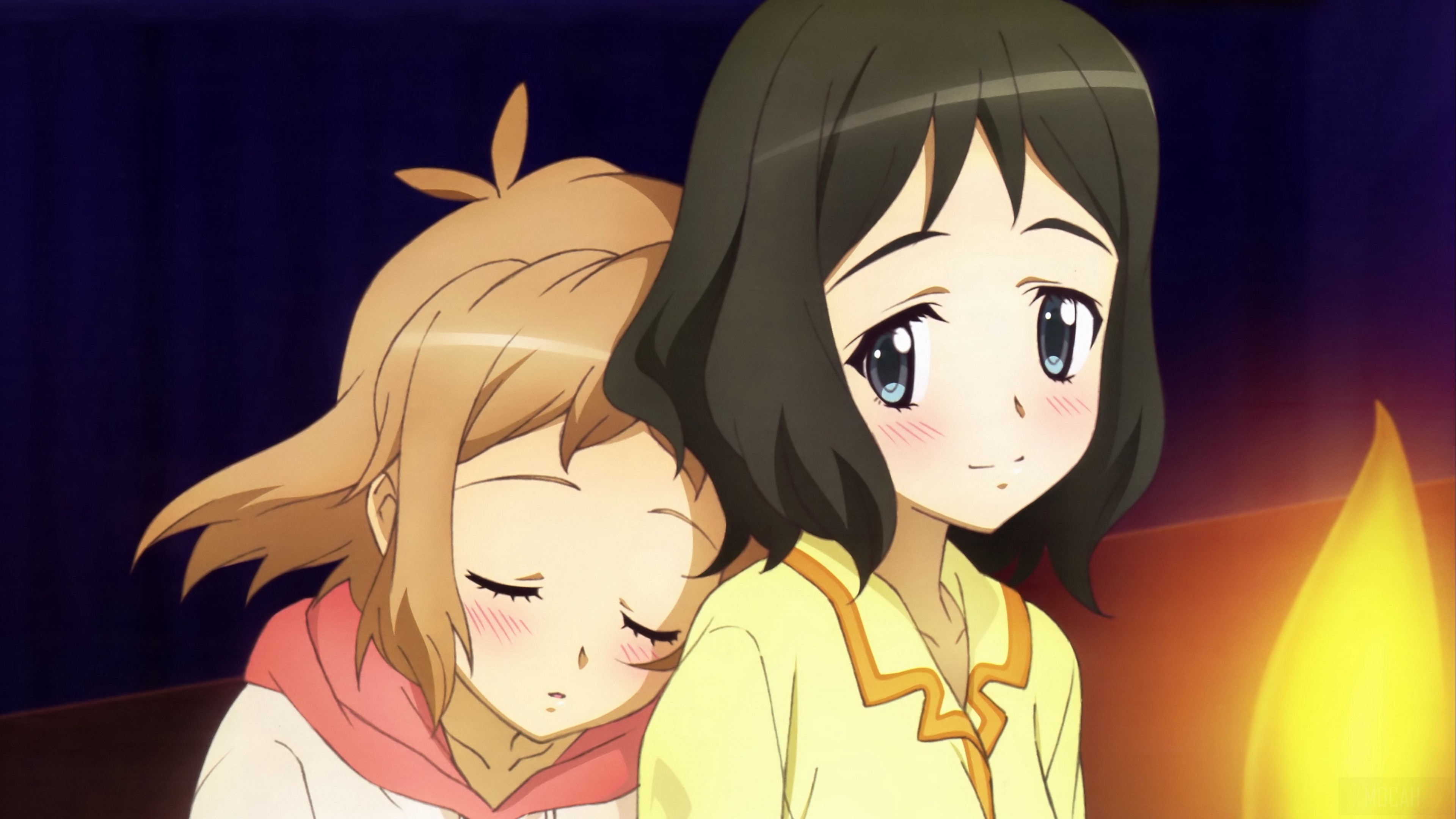 Two girls near a candle HD Wallpaper