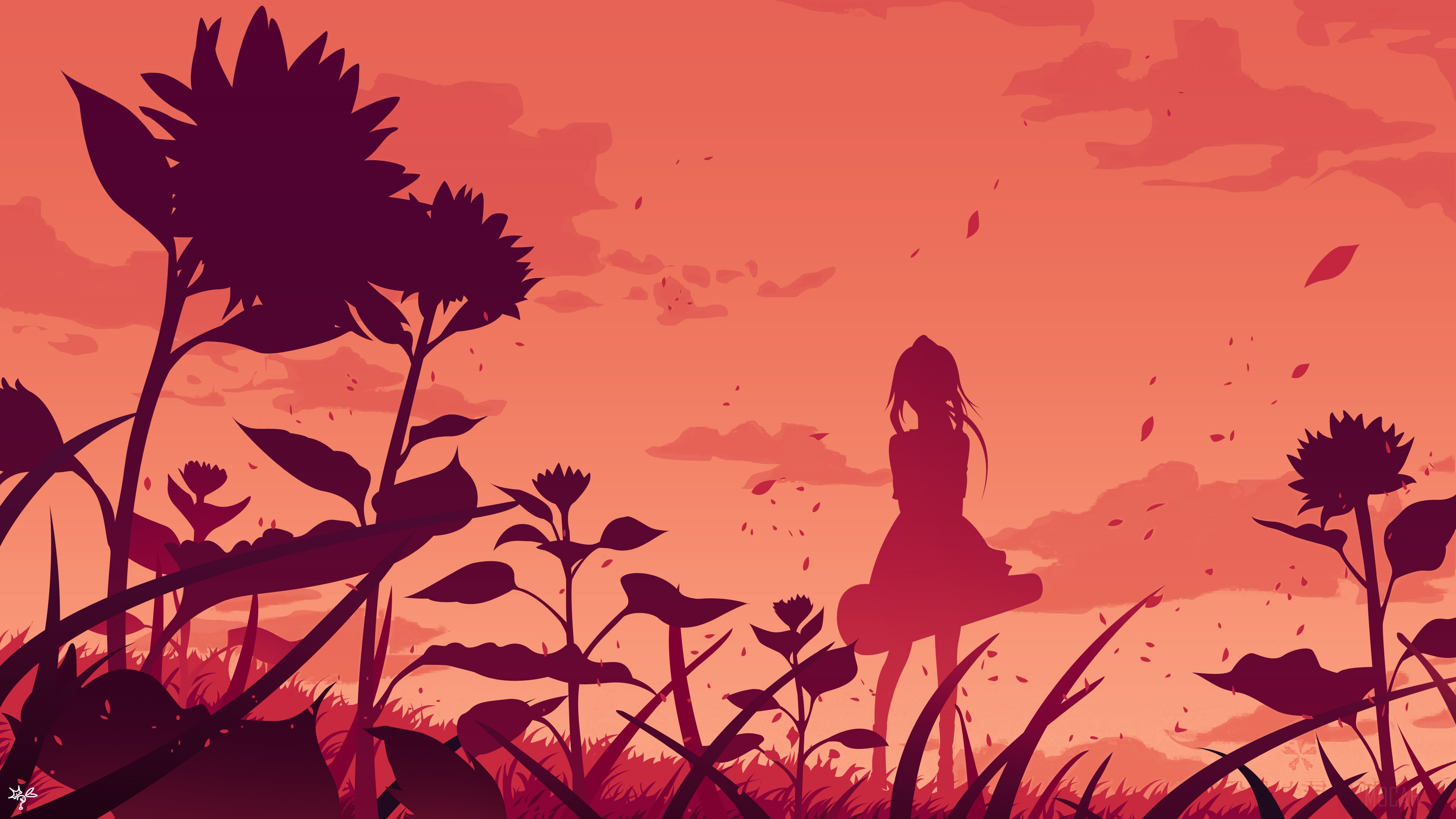 Girl in a field of sunflowers, Your Lie In April 4K HD Wallpaper