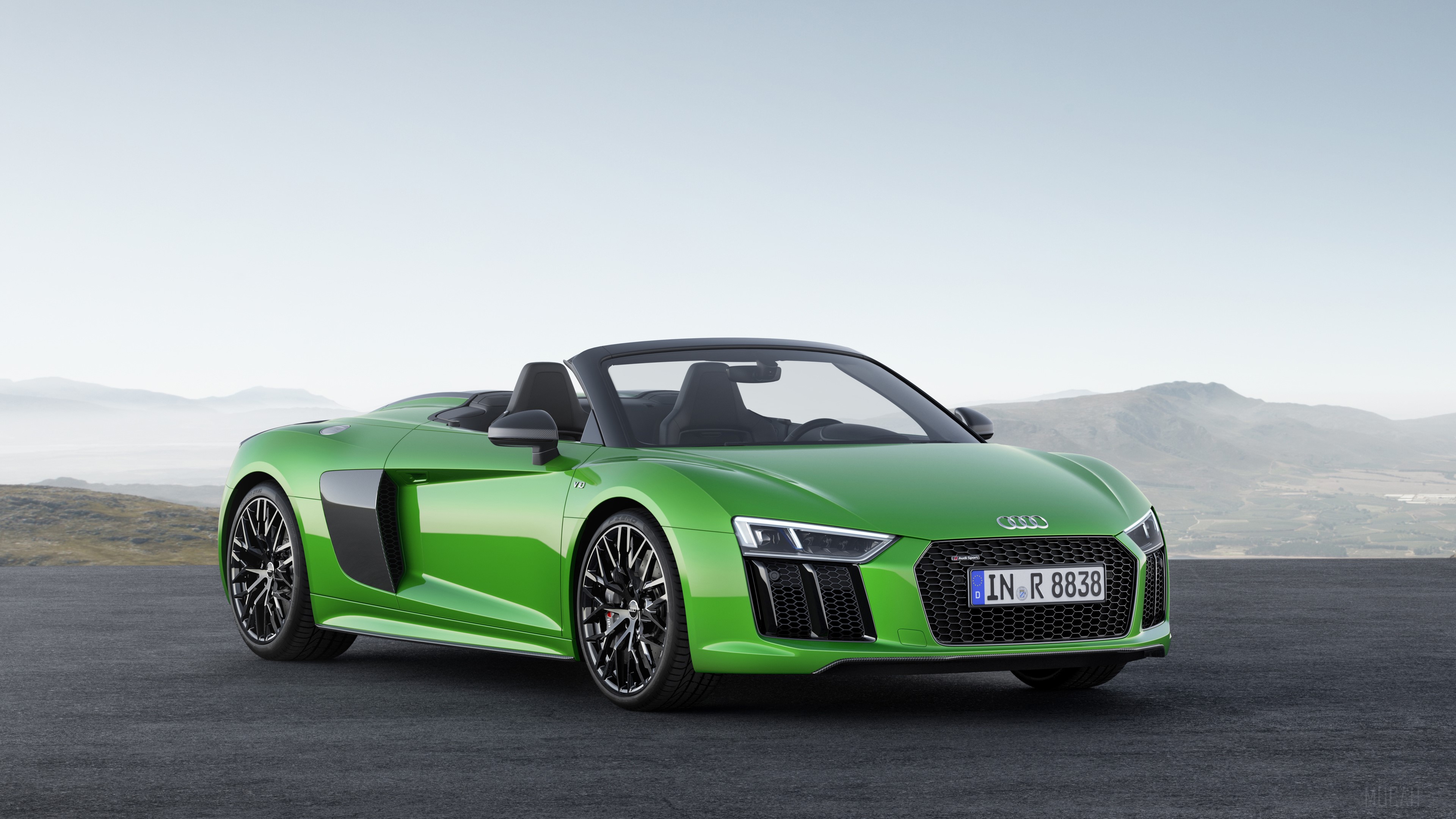 Green Audi R8 Spyder V10 2019 4K HD Wallpaper