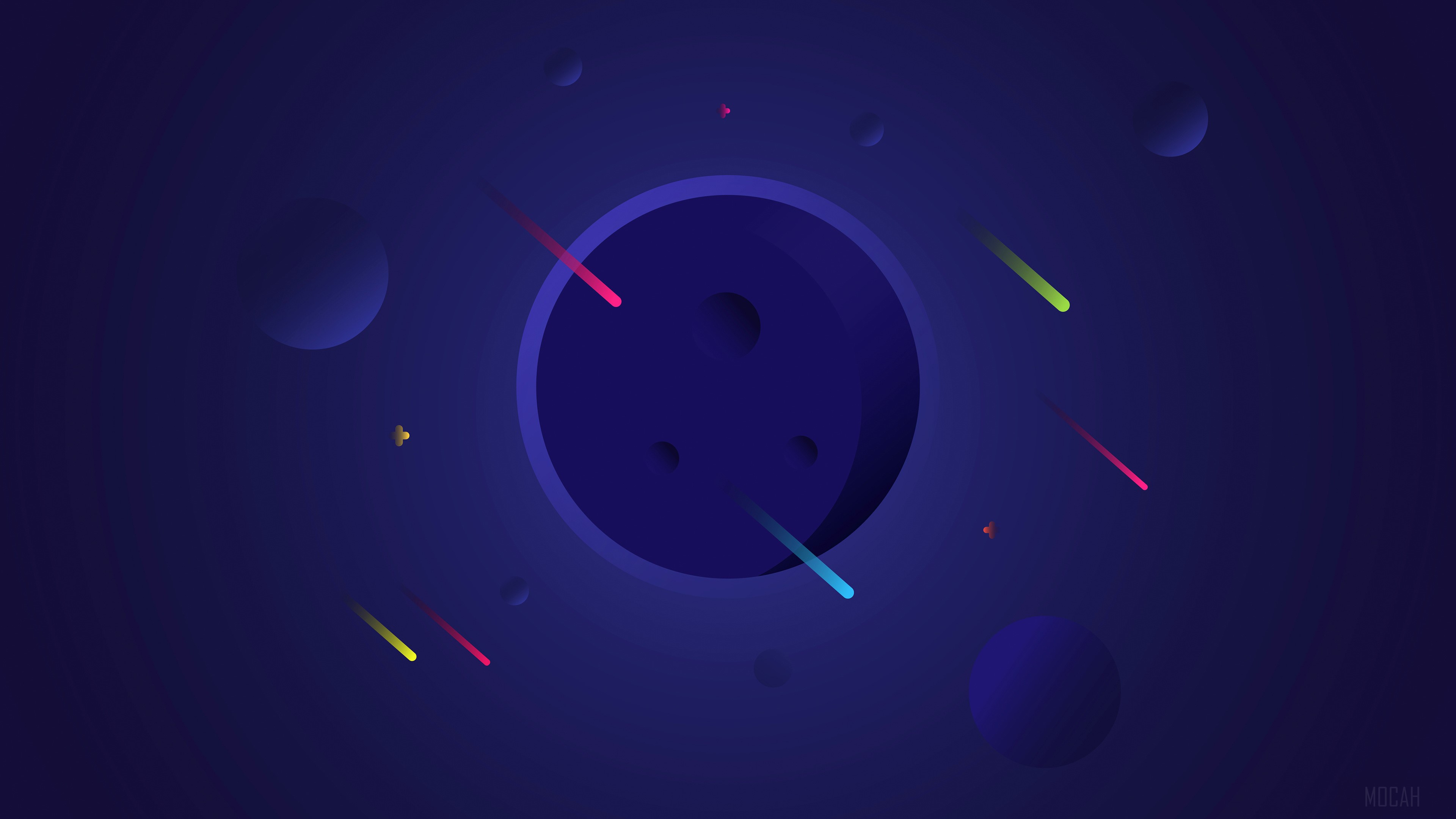 Minimalist Space Scene with Meteors and Planets 4K HD Wallpaper