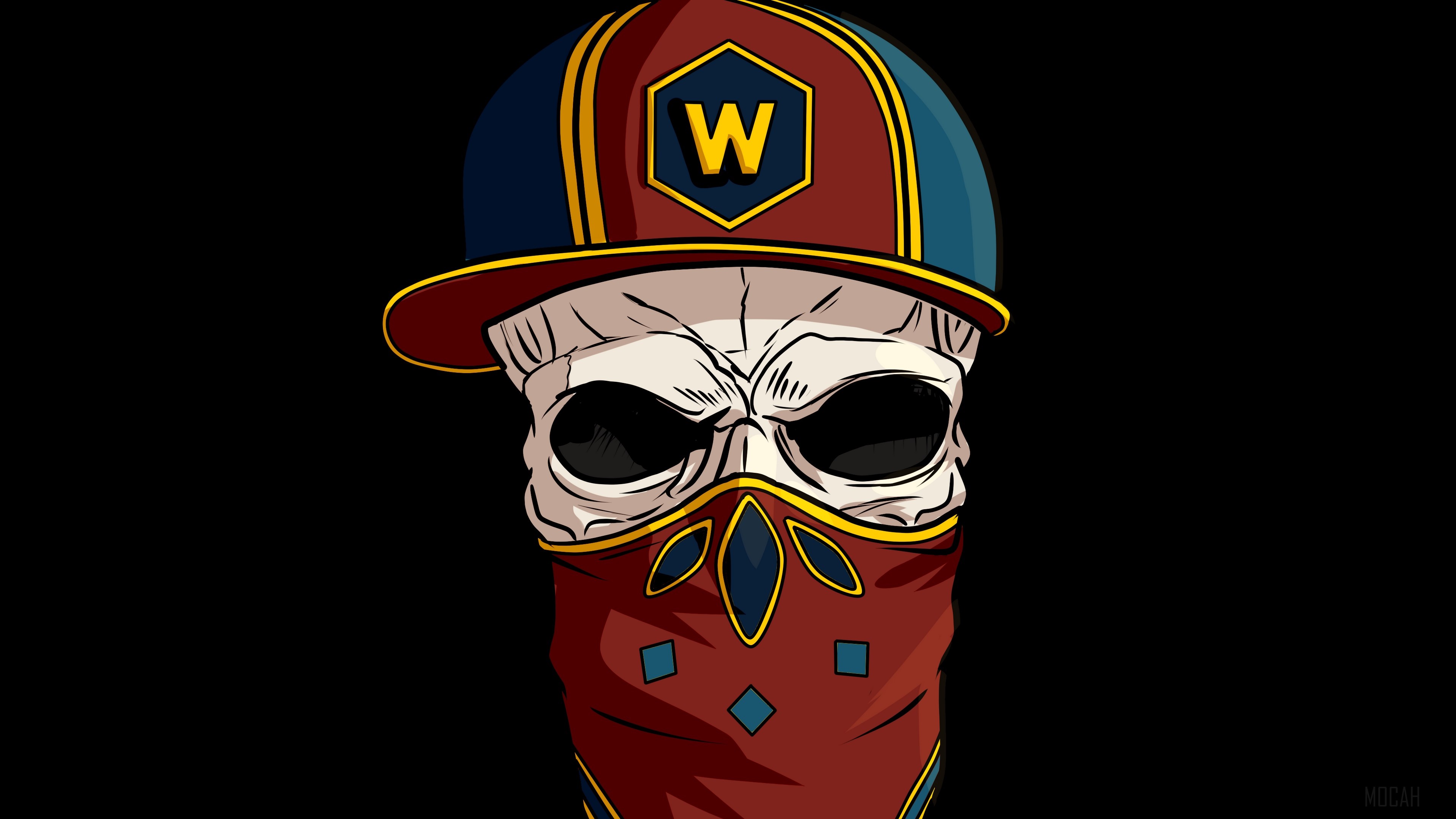 Skull with bandana and cap with W logo HD Wallpaper