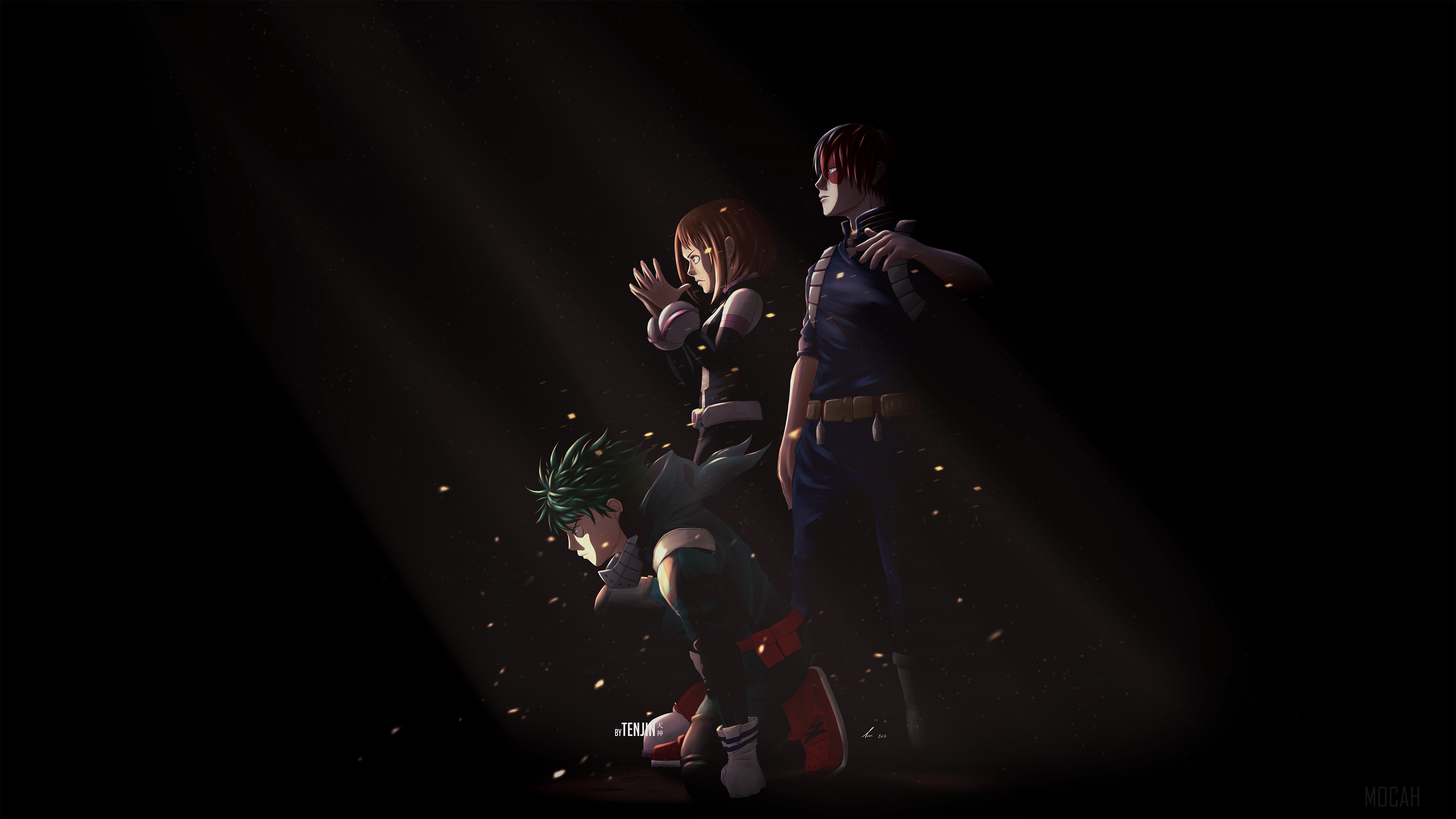 Deku, Uraraka, and Todoroki from My Hero Academia 4K HD Wallpaper