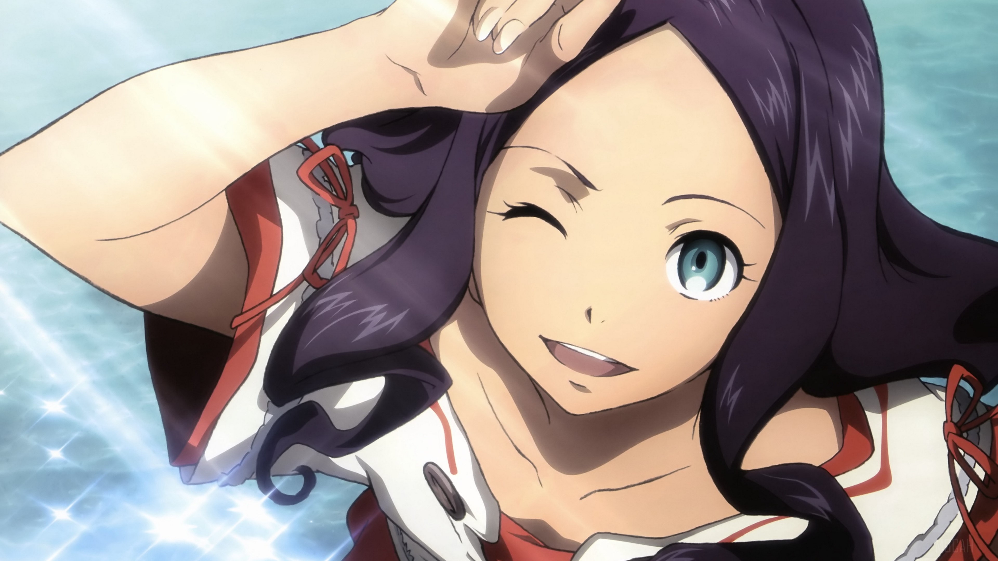 Girl from Eureka Seven winking 4K HD Wallpaper