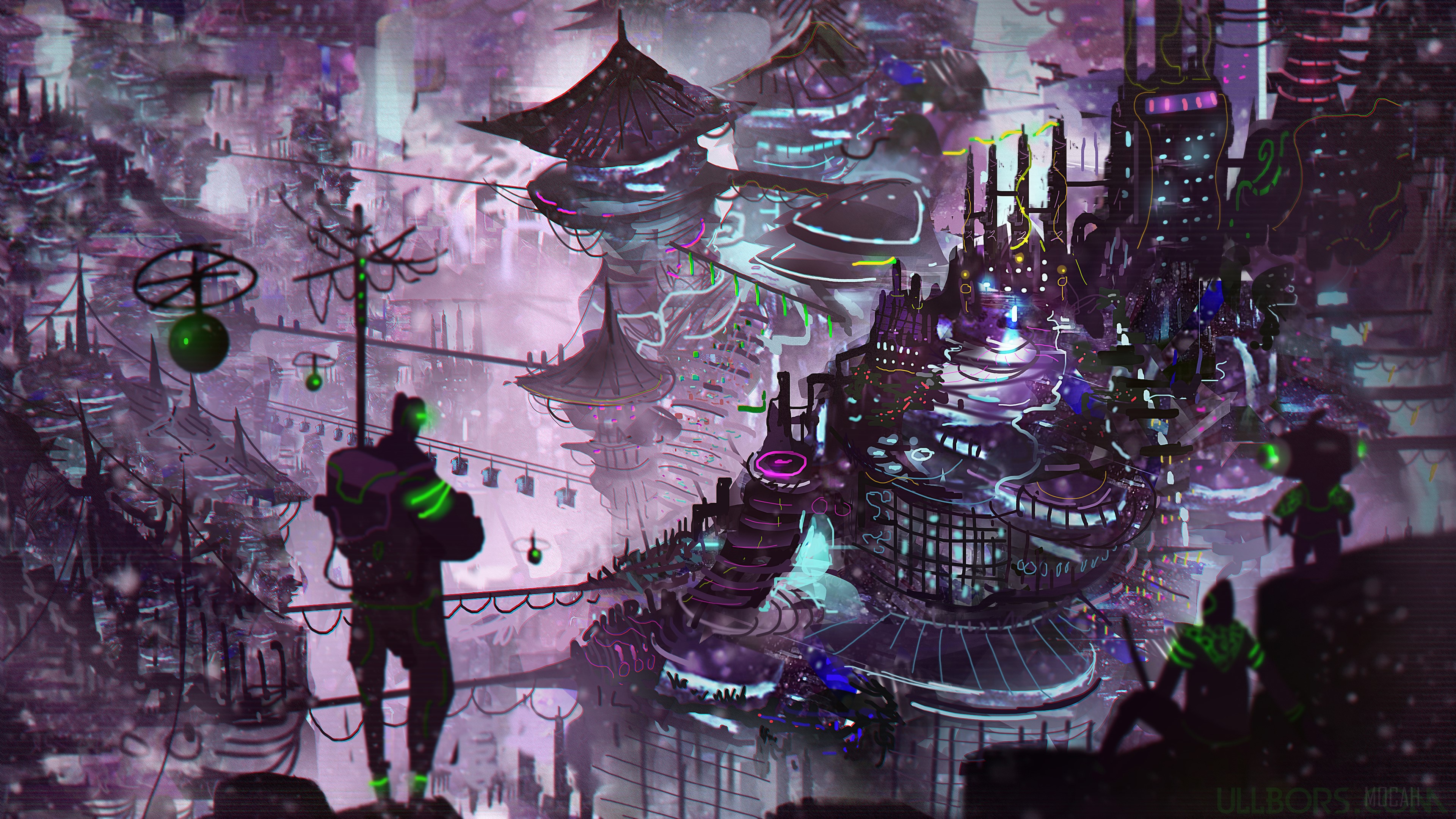 Futuristic Cityscape Illustration 4K HD Wallpaper