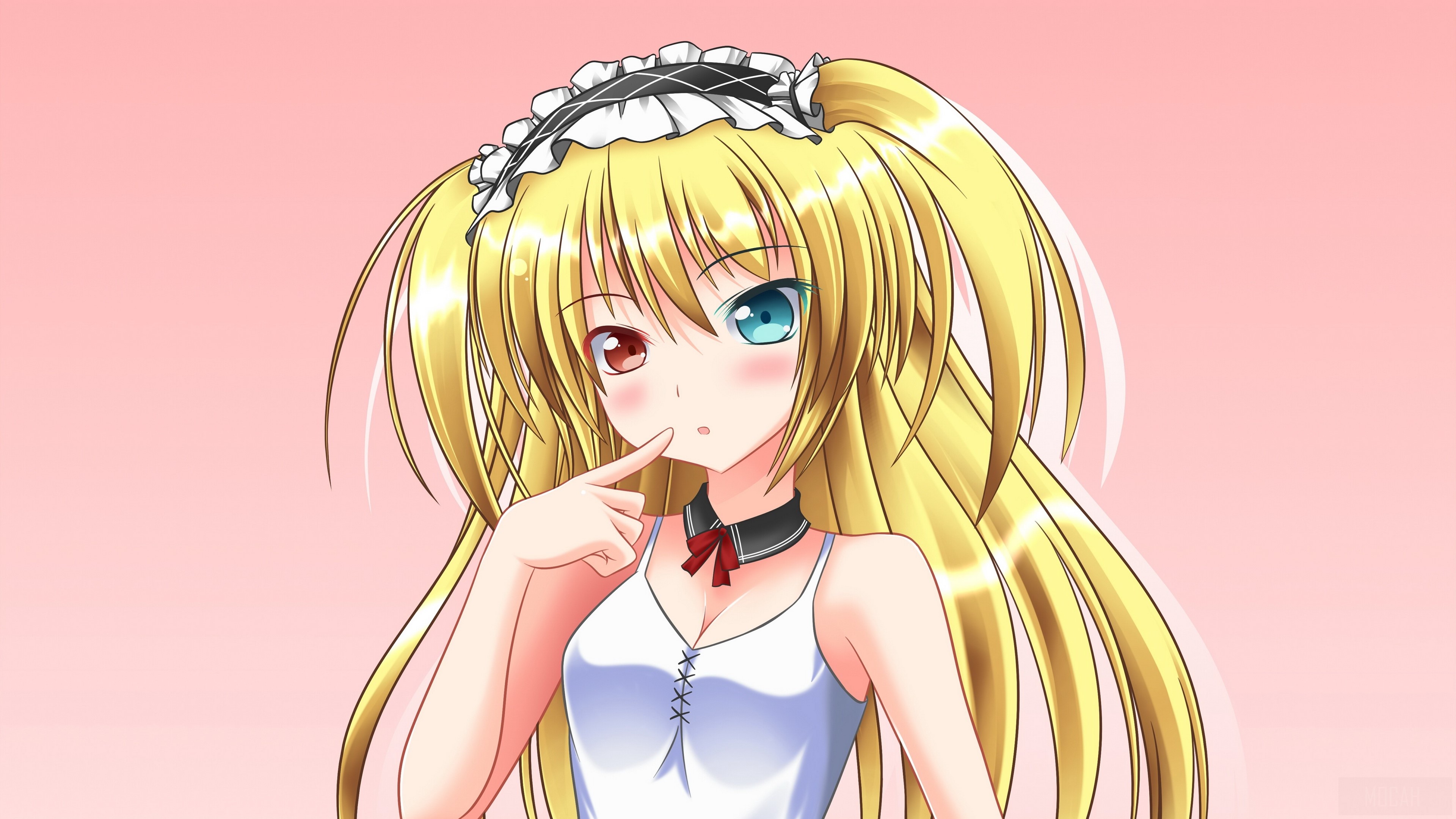 Girl with blonde hair and heterochromia HD Wallpaper
