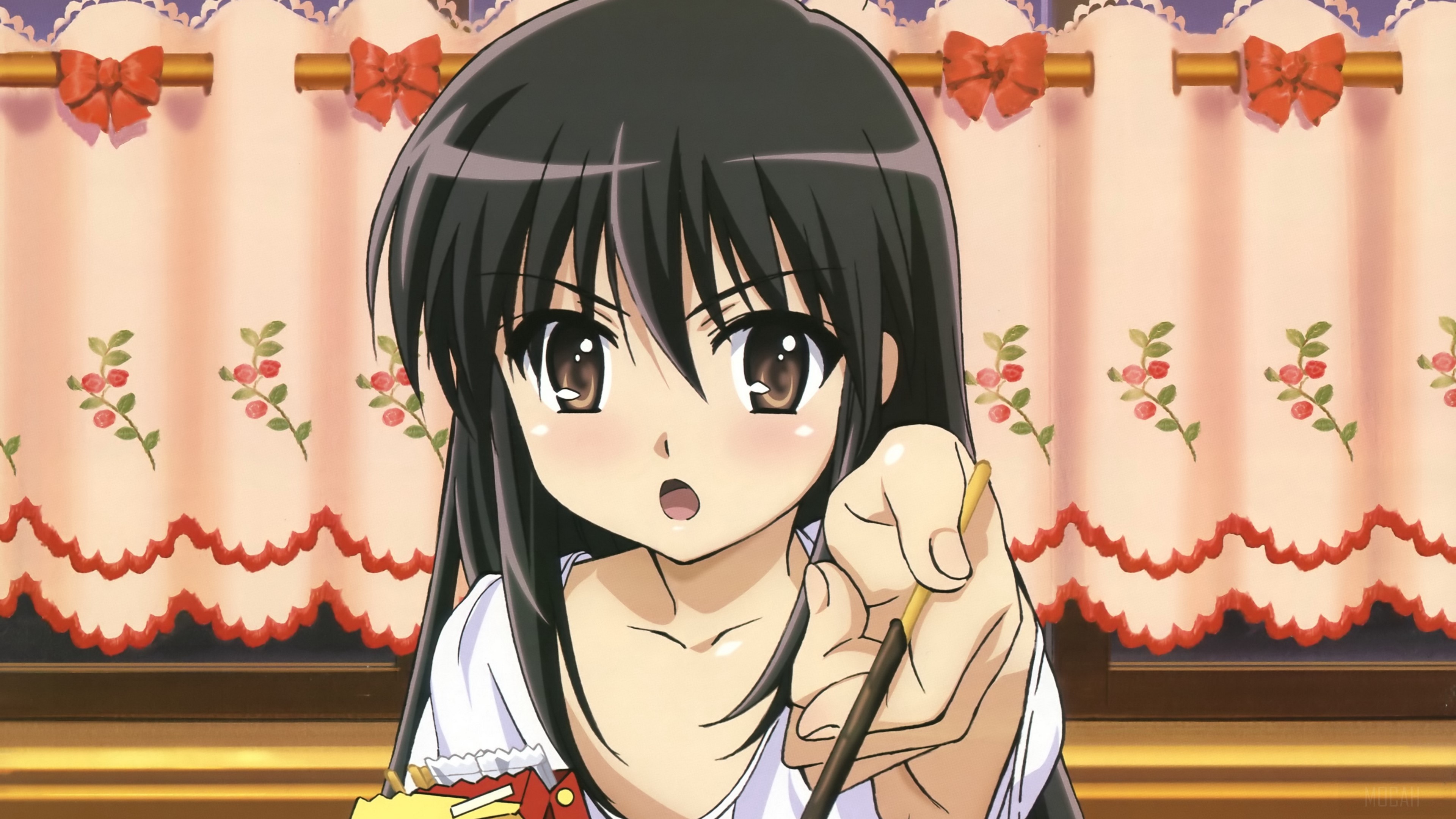 Shana from Shakugan no Shana holding a Pocky stick HD Wallpaper