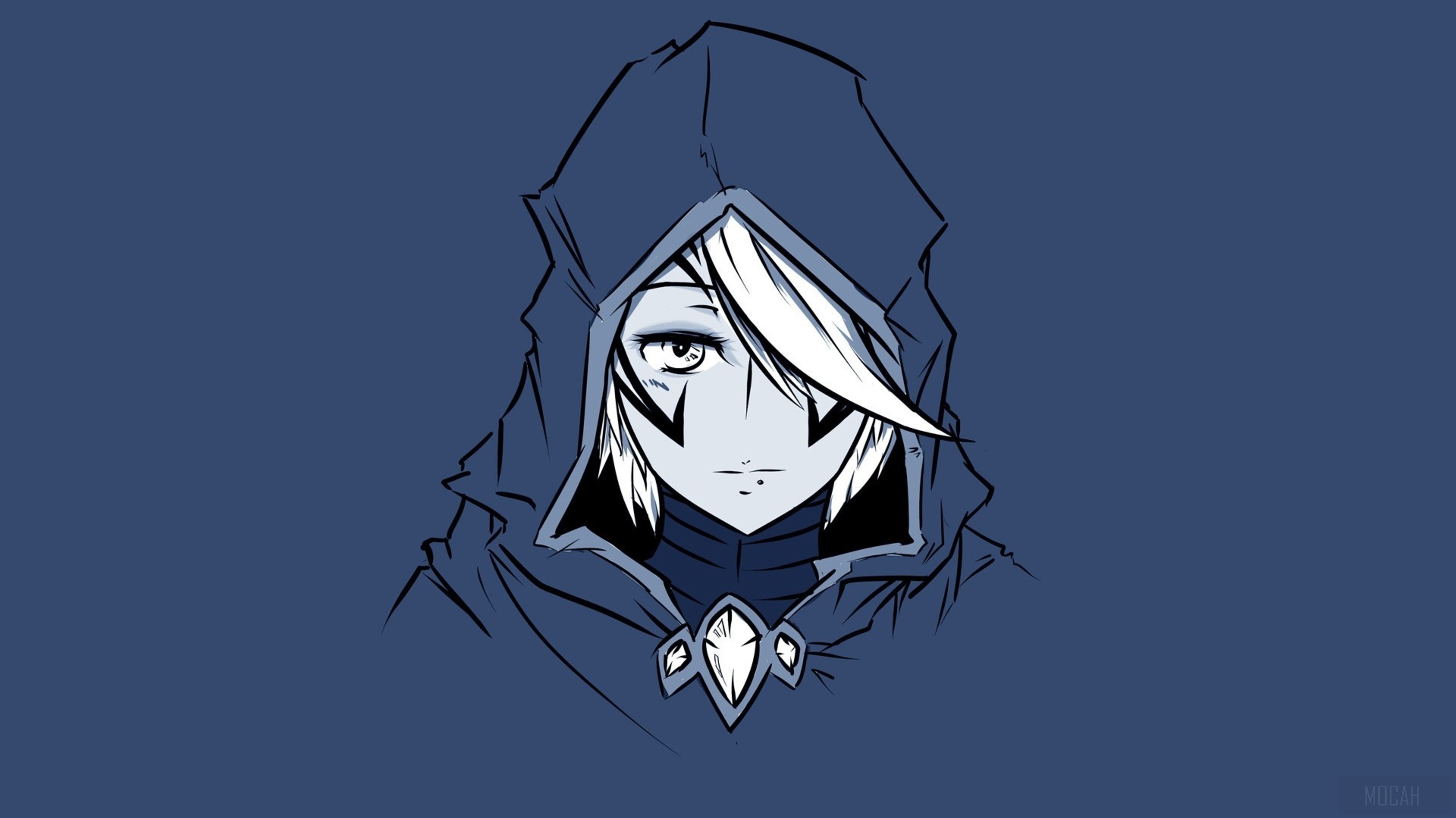 Anime character with white hair and hood HD Wallpaper