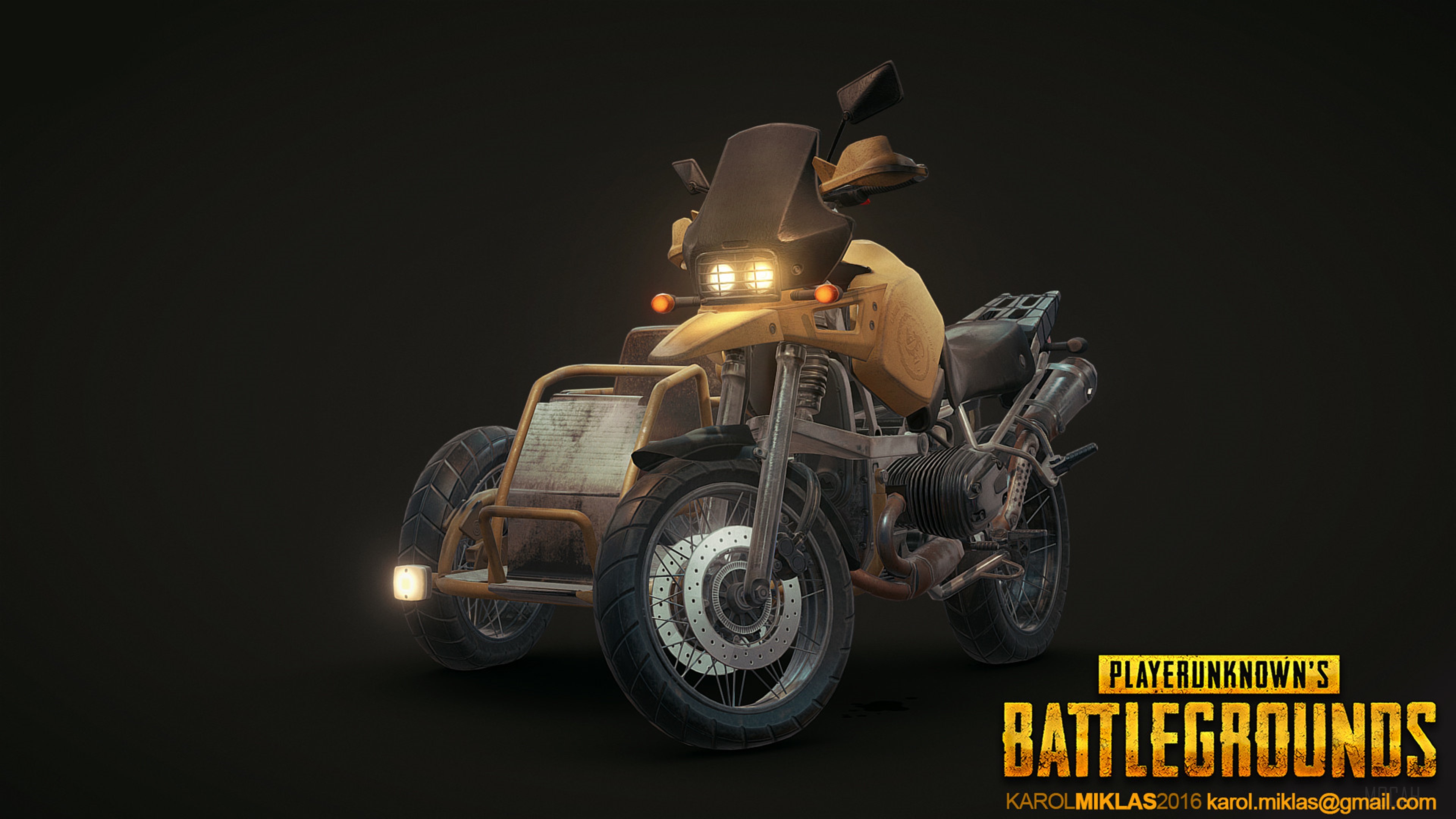 Player Unknown's Battlegrounds Motorcycle with Sidecar 4K HD Wallpaper