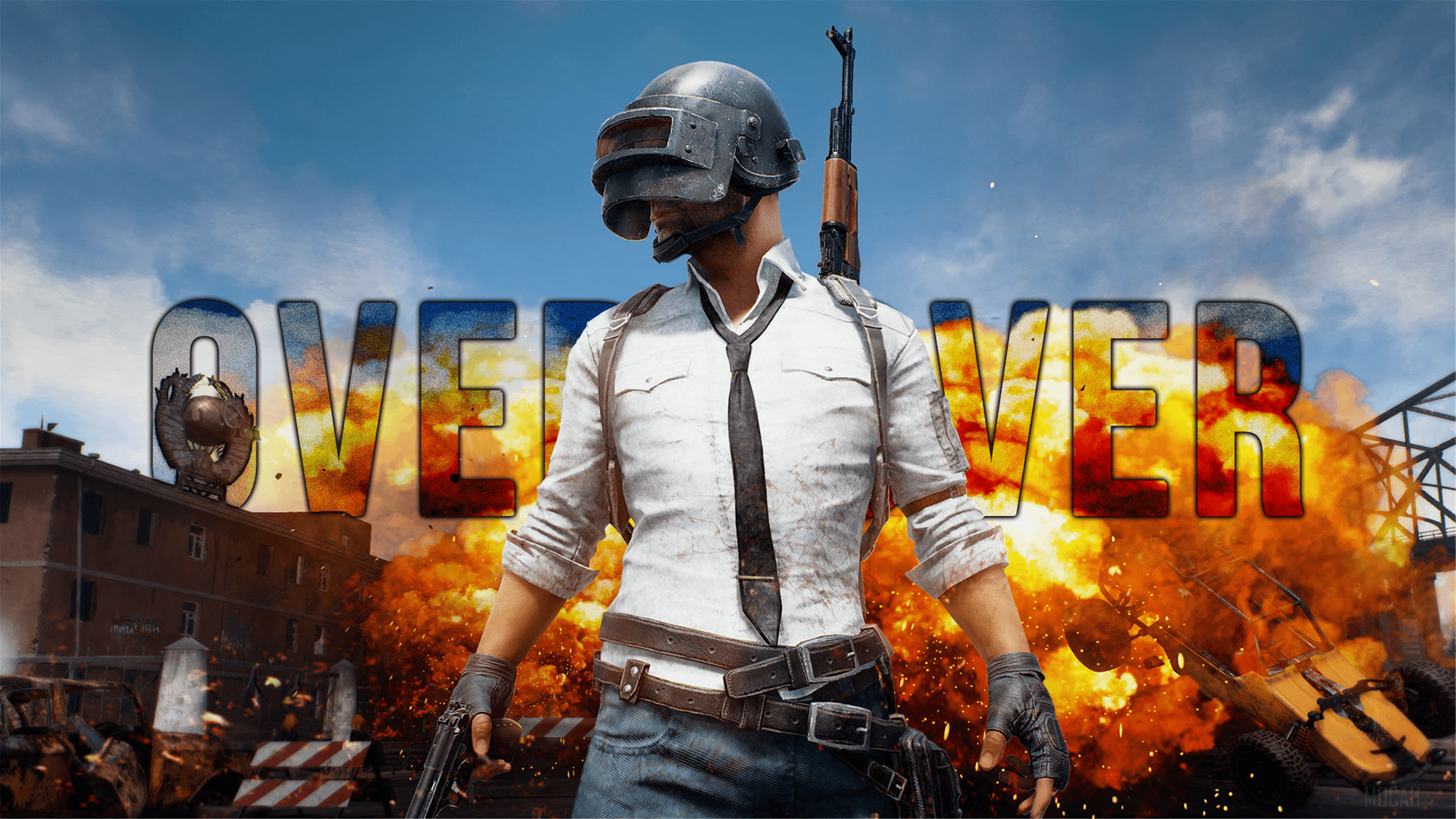 Player Unknown’s Battlegrounds (PUBG) character with explosions 4K HD Wallpaper