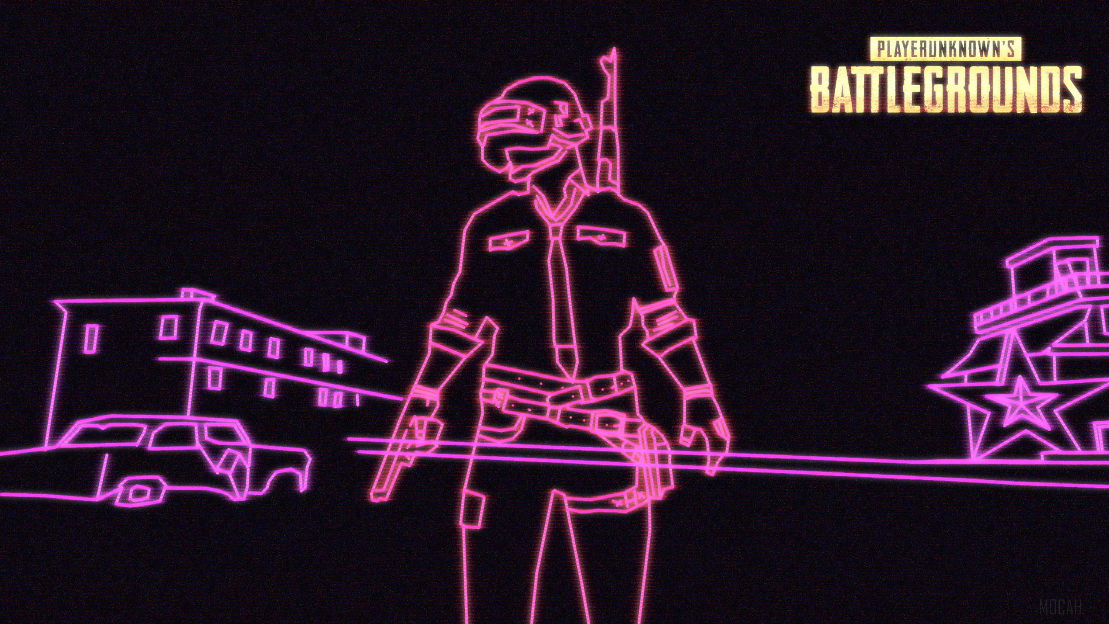 PlayerUnknown's Battlegrounds neon outline 4K HD Wallpaper