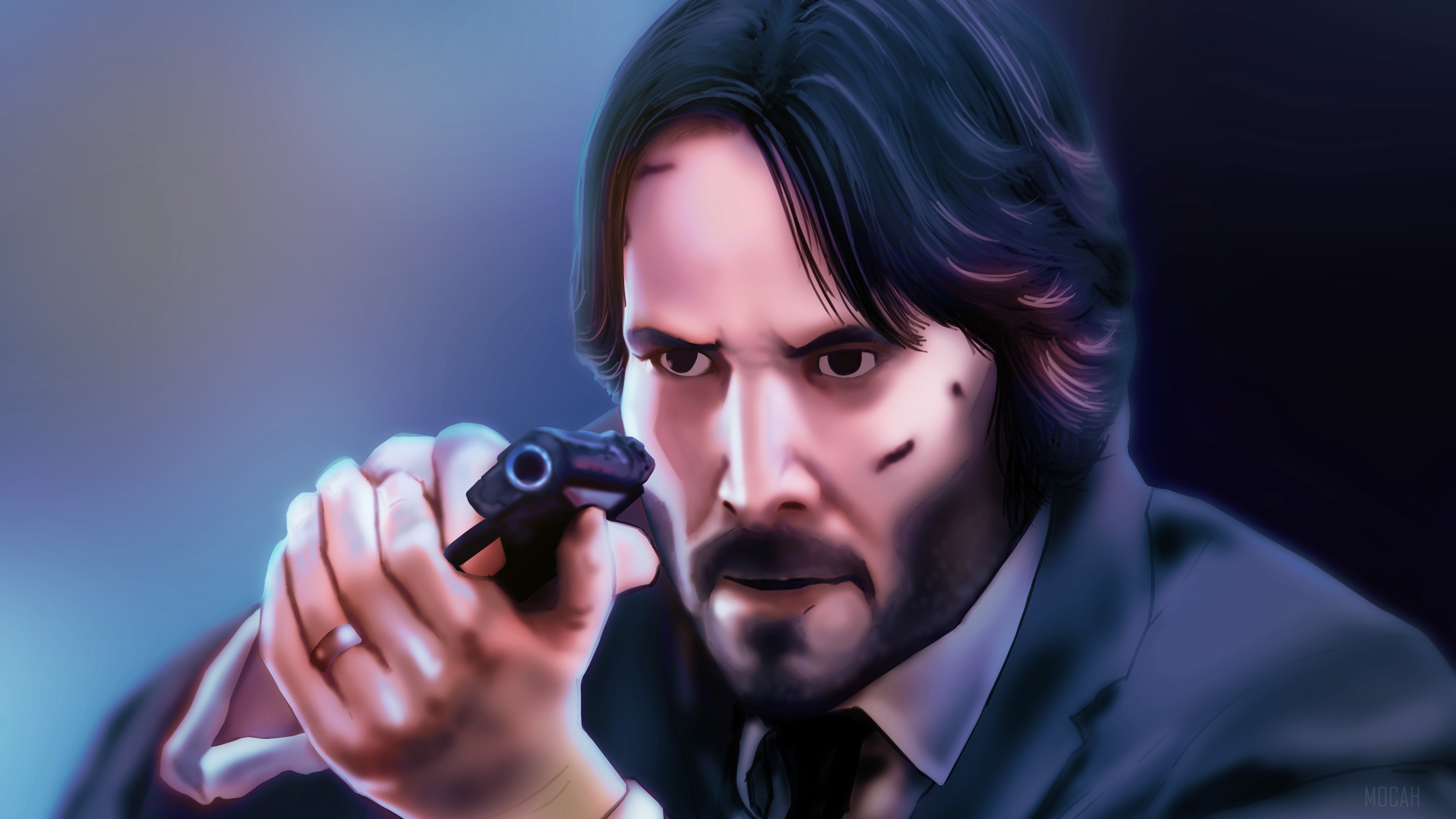 John Wick from John Wick aiming a gun HD Wallpaper