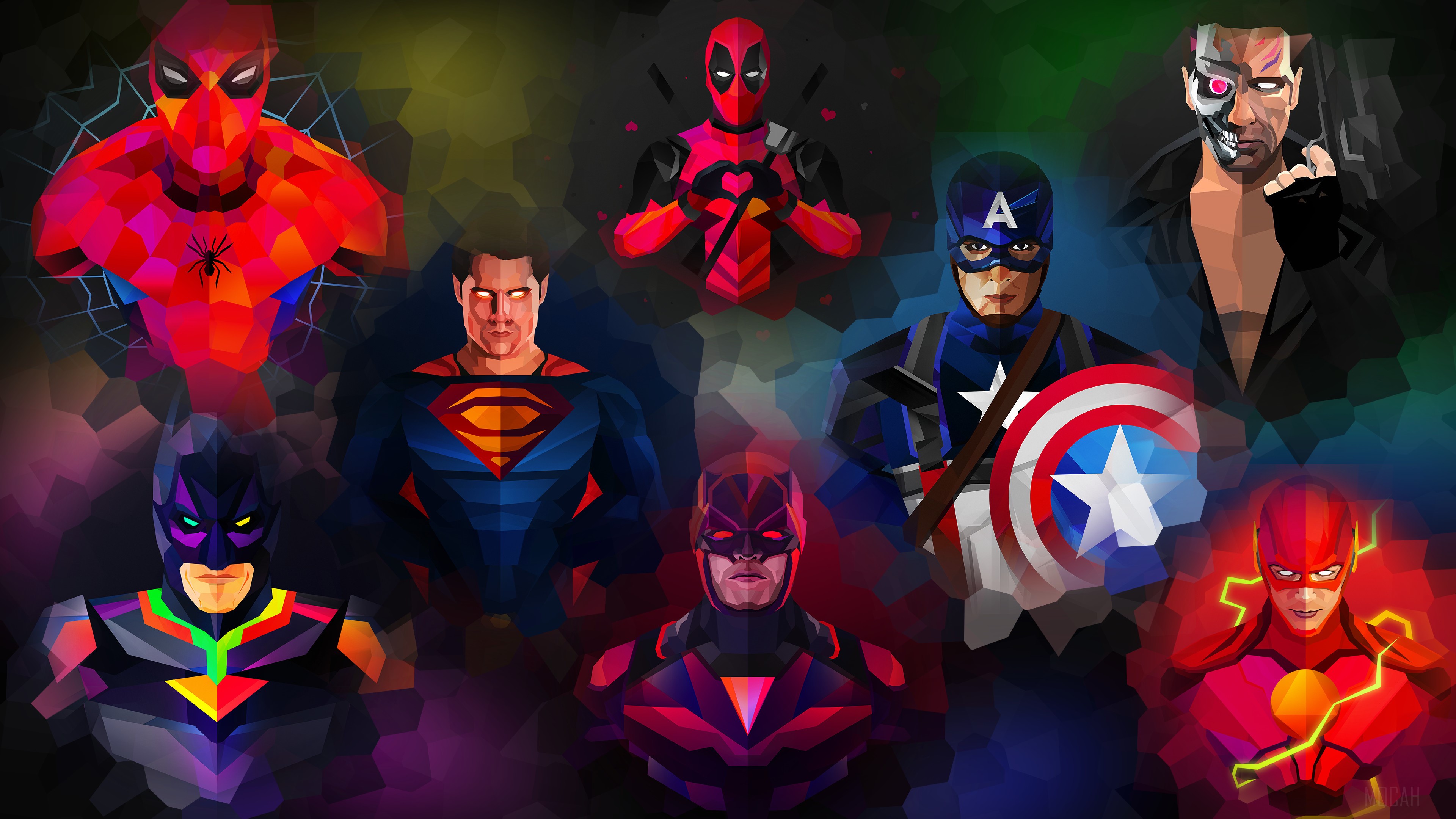 Marvel And Dc Low Poly Art HD Wallpaper