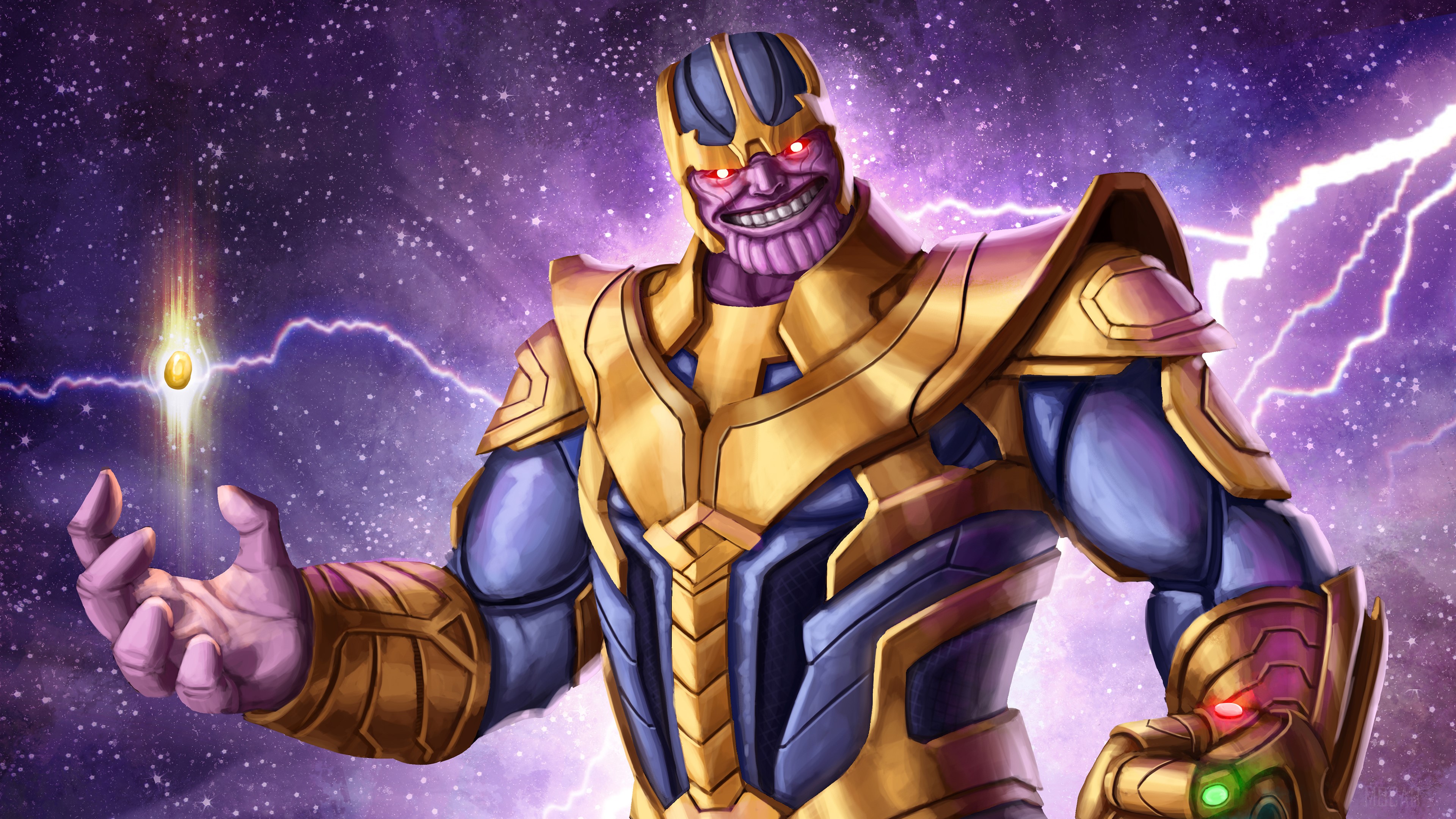 Thanos with Infinity Stone 4K Art HD Wallpaper