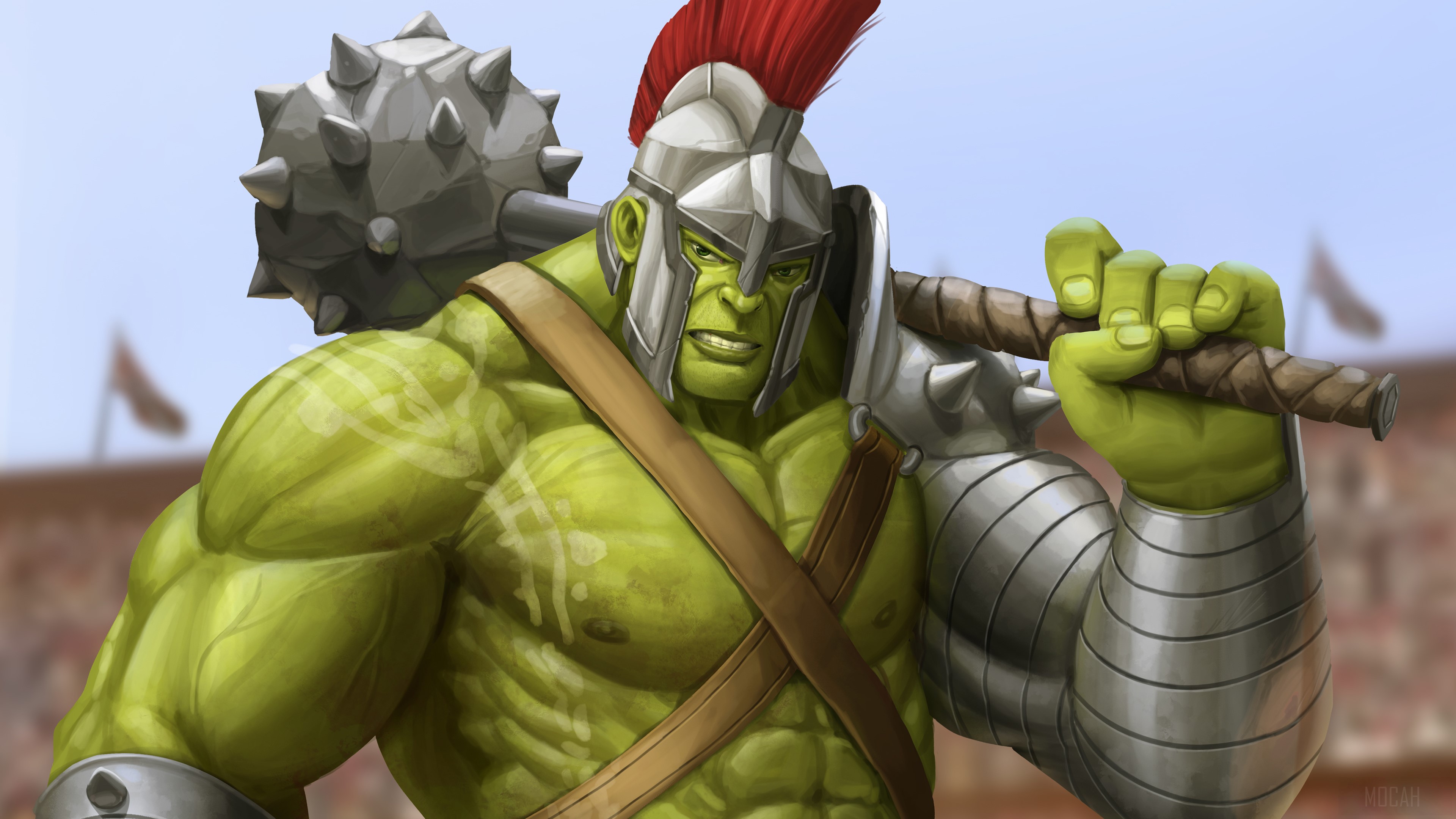 Hulk as a Gladiator with a Spiked Mace HD Wallpaper