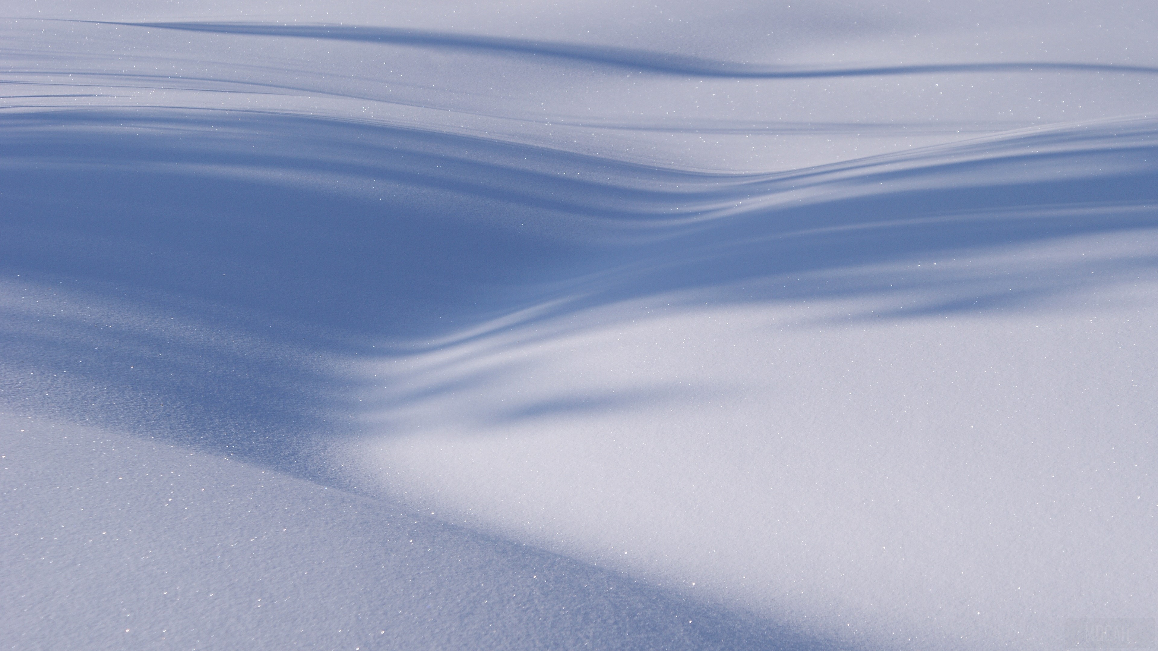 Minimalist snow dunes with shadows in winter 4K HD Wallpaper