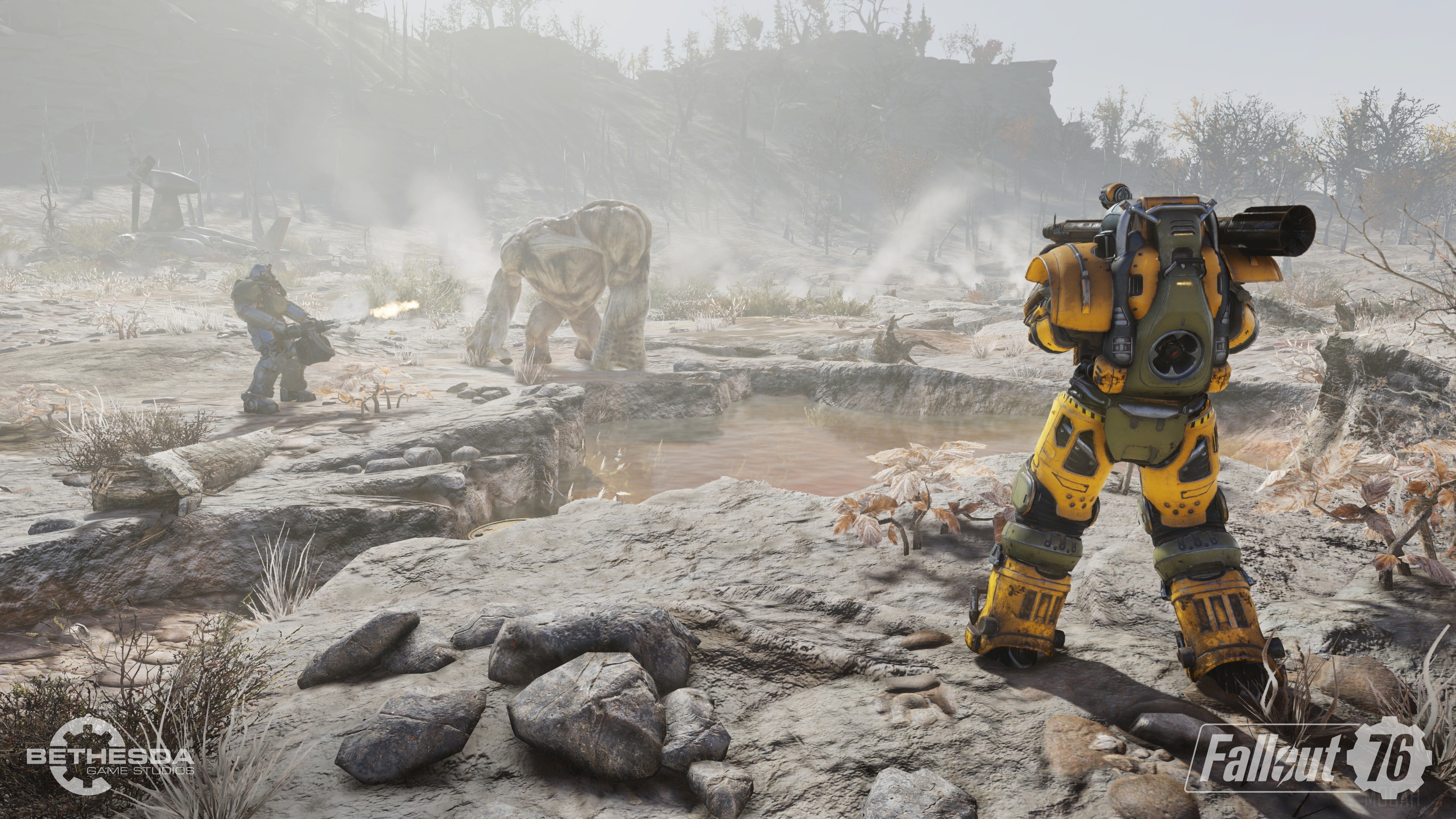 Fallout 76 Power Armor and creature 4K HD Wallpaper
