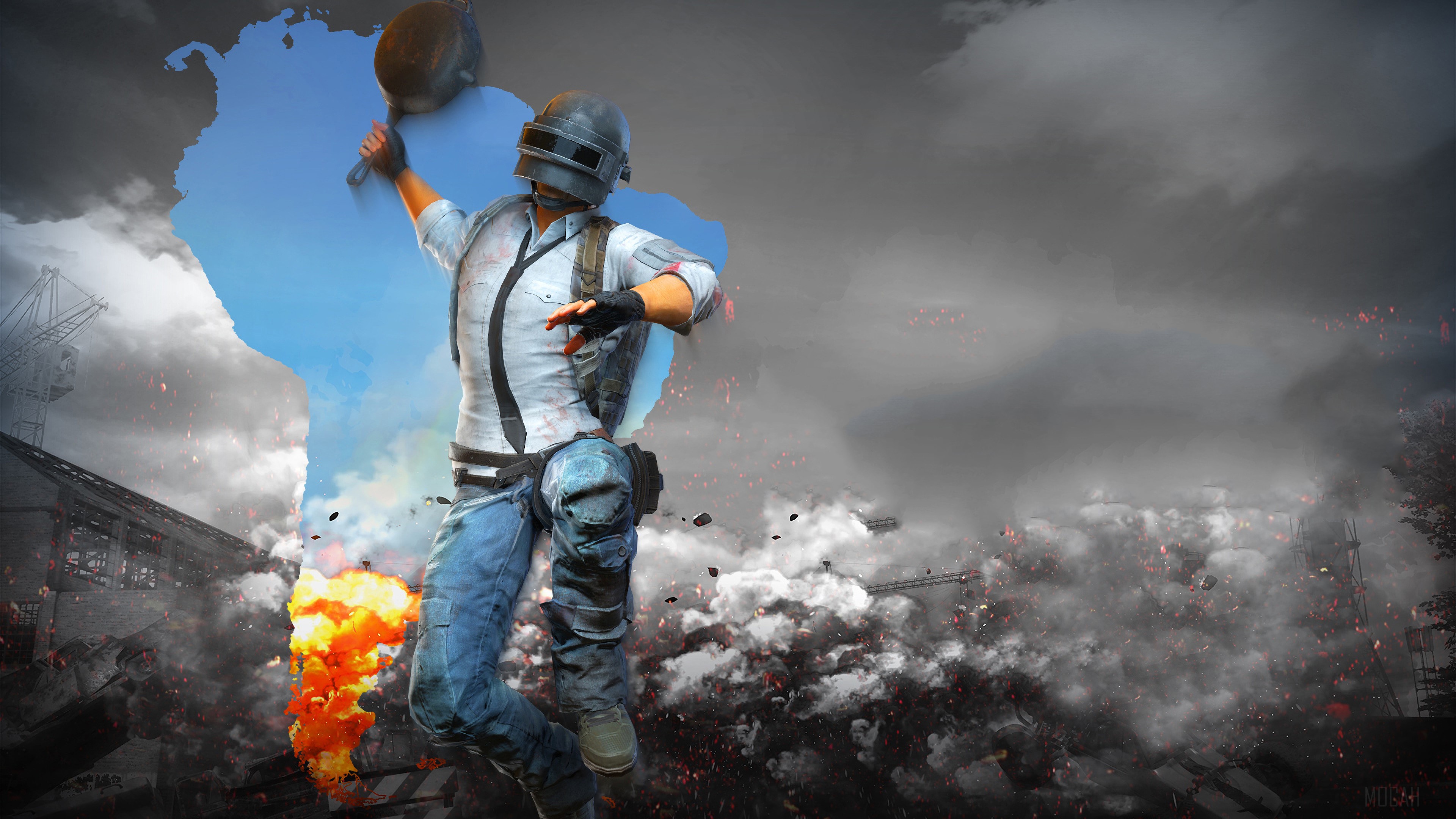 PUBG Man with Pan over South America 4K HD Wallpaper