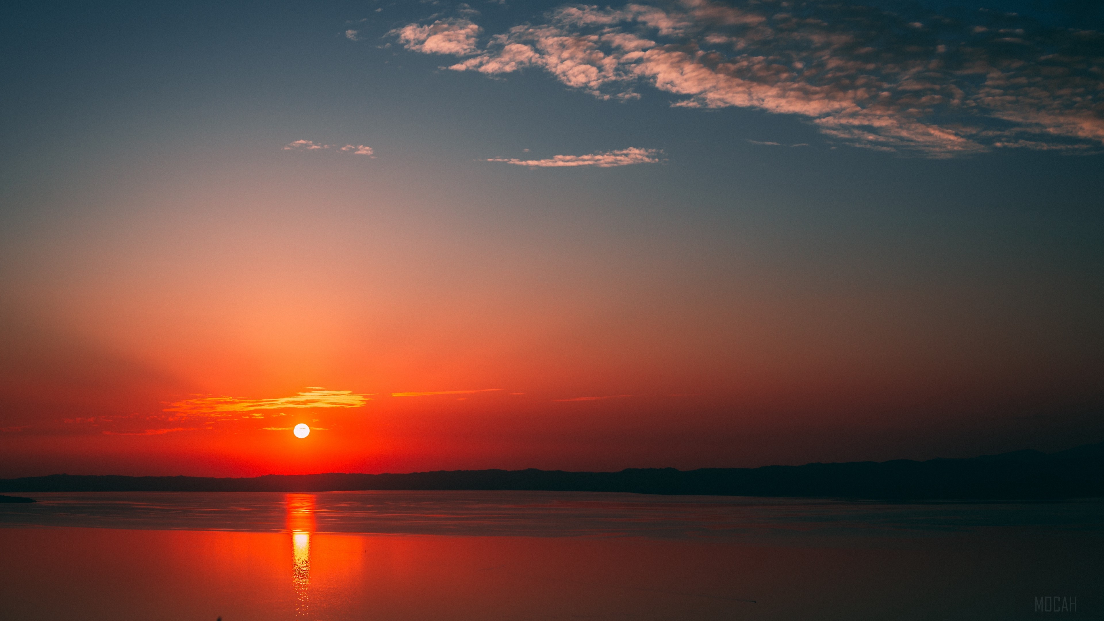 Sunset over the sea with clouds HD Wallpaper