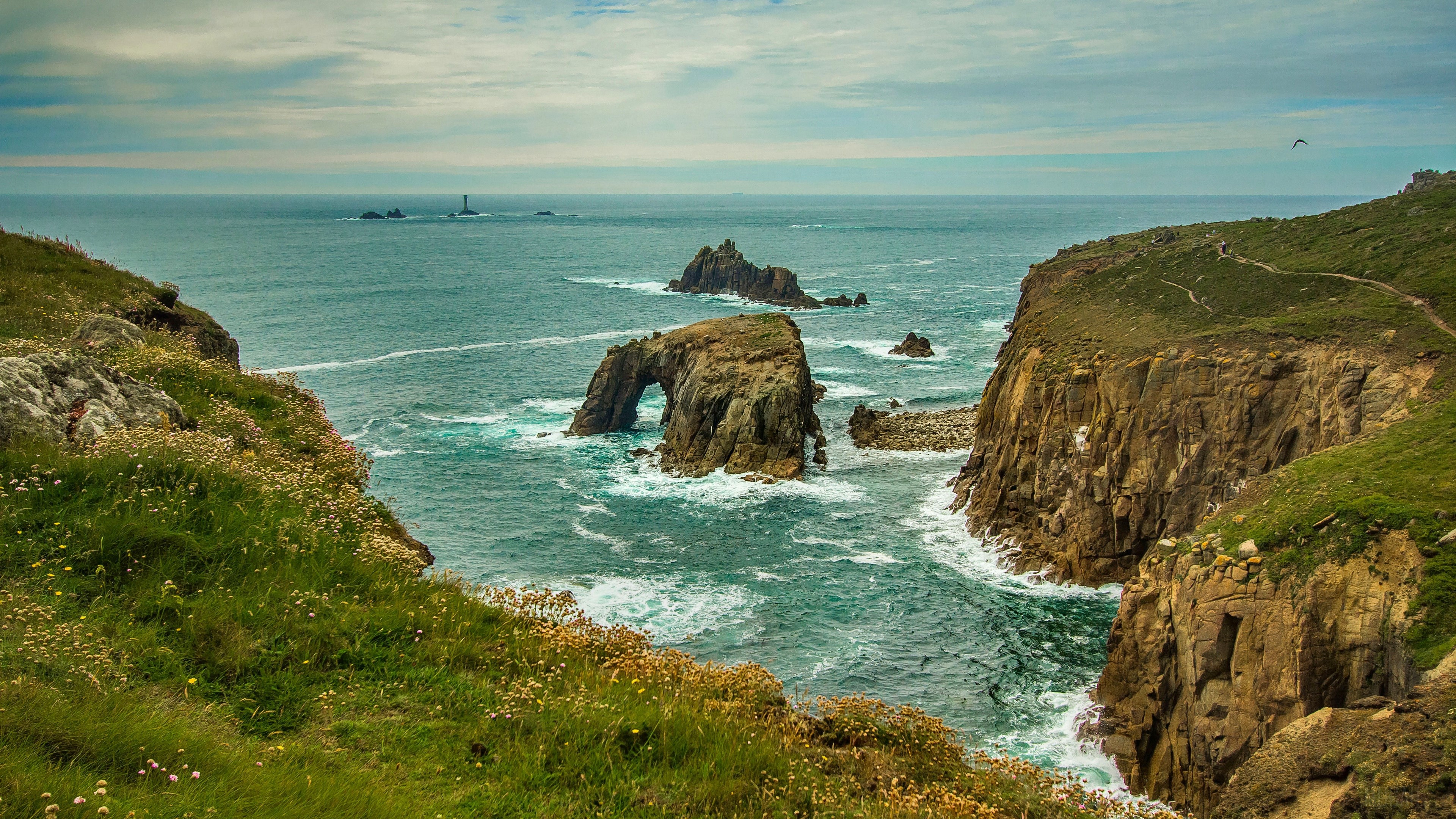 Cornwall England Ocean Reefs 4K HD Wallpaper