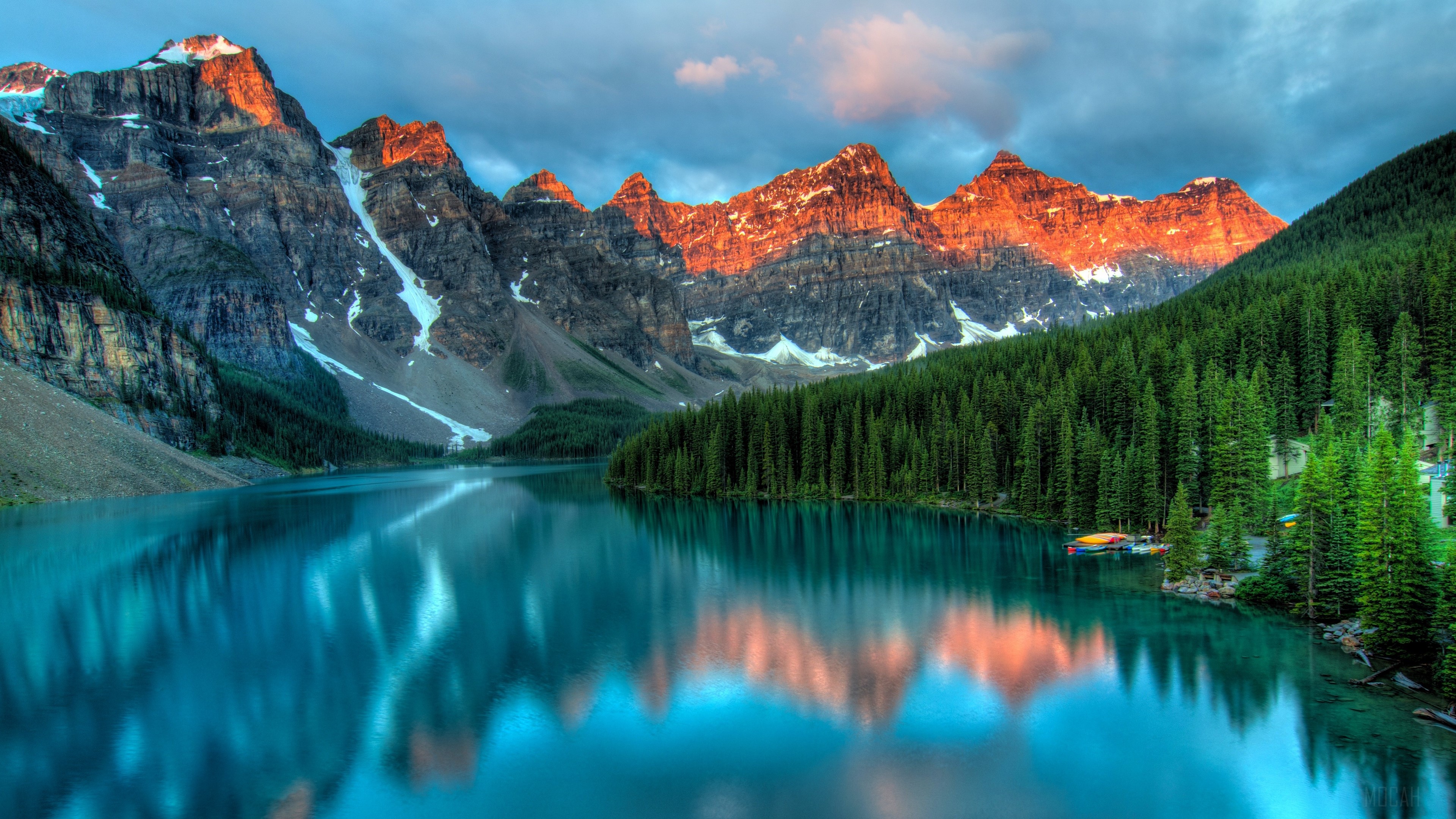 Moraine Lake Mountains and Forest 4K HD Wallpaper