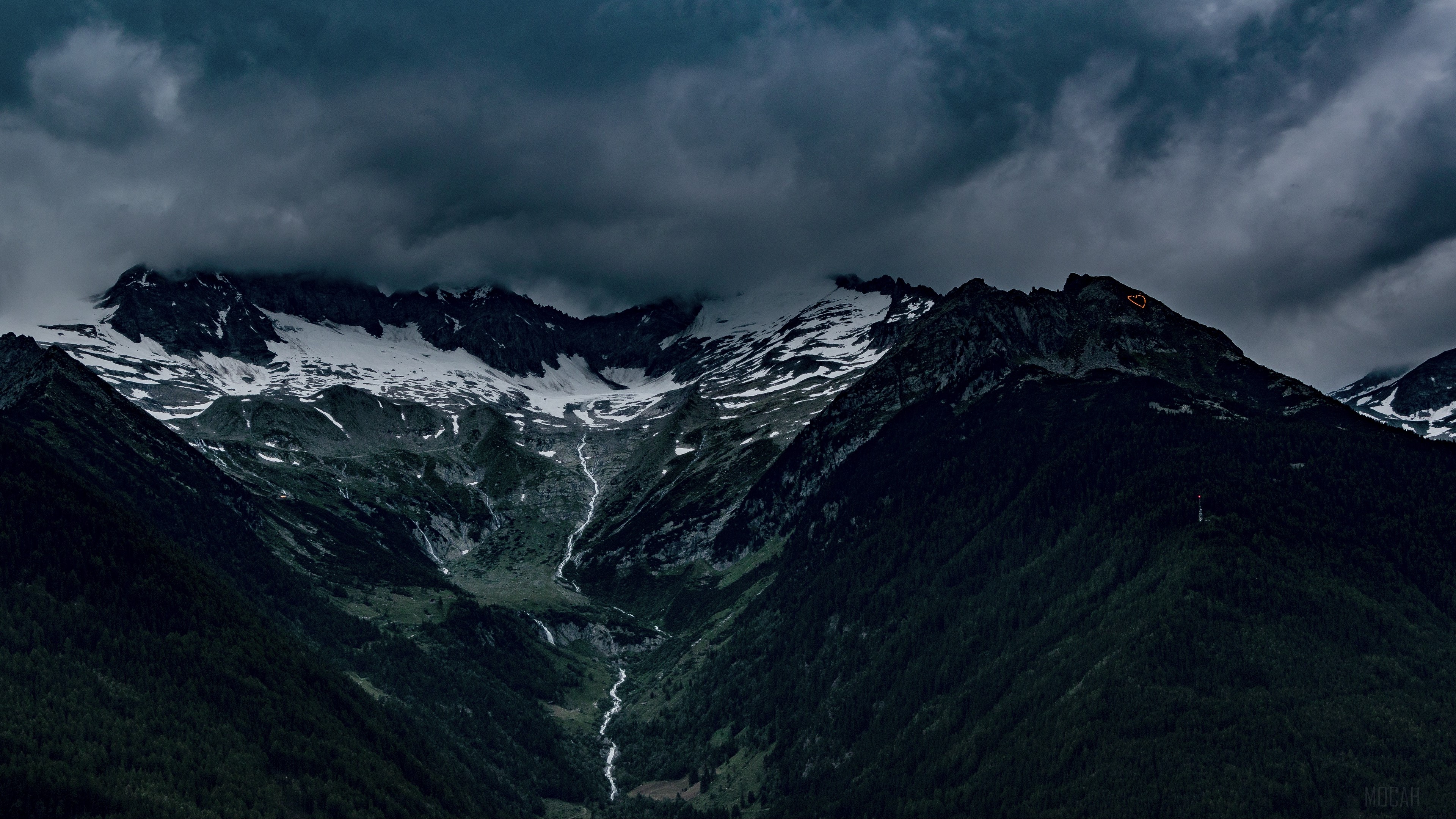 Dark Clouds Over Snowy Italian Alps HD Wallpaper