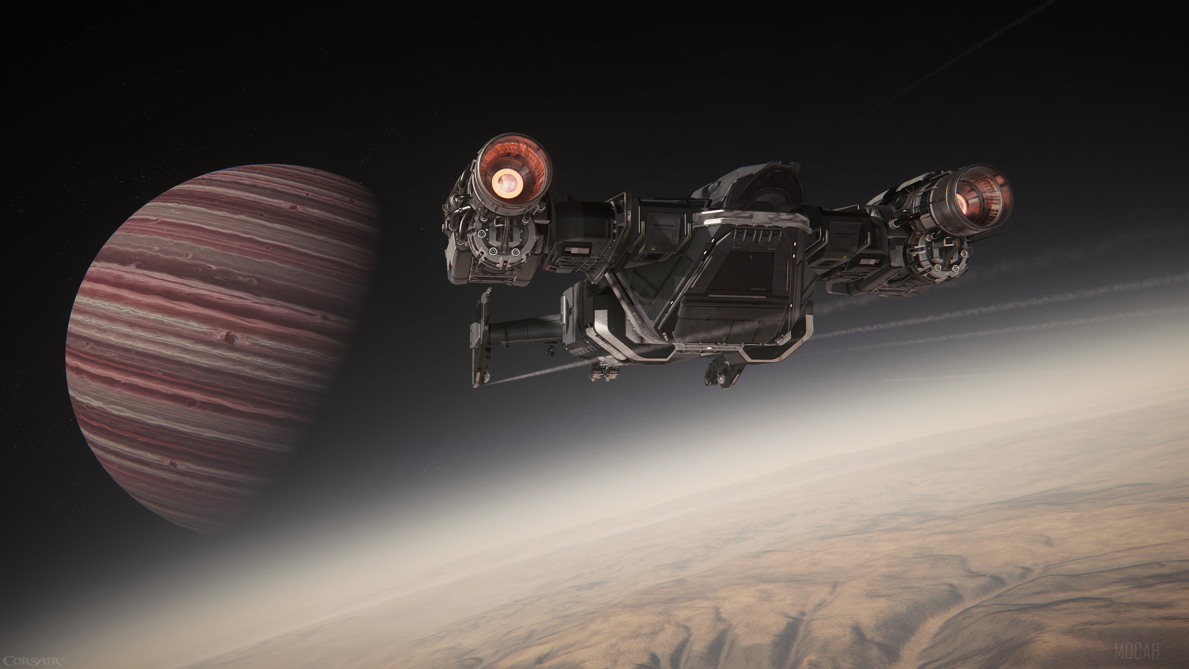 Star Citizen ship flying near a planet HD Wallpaper