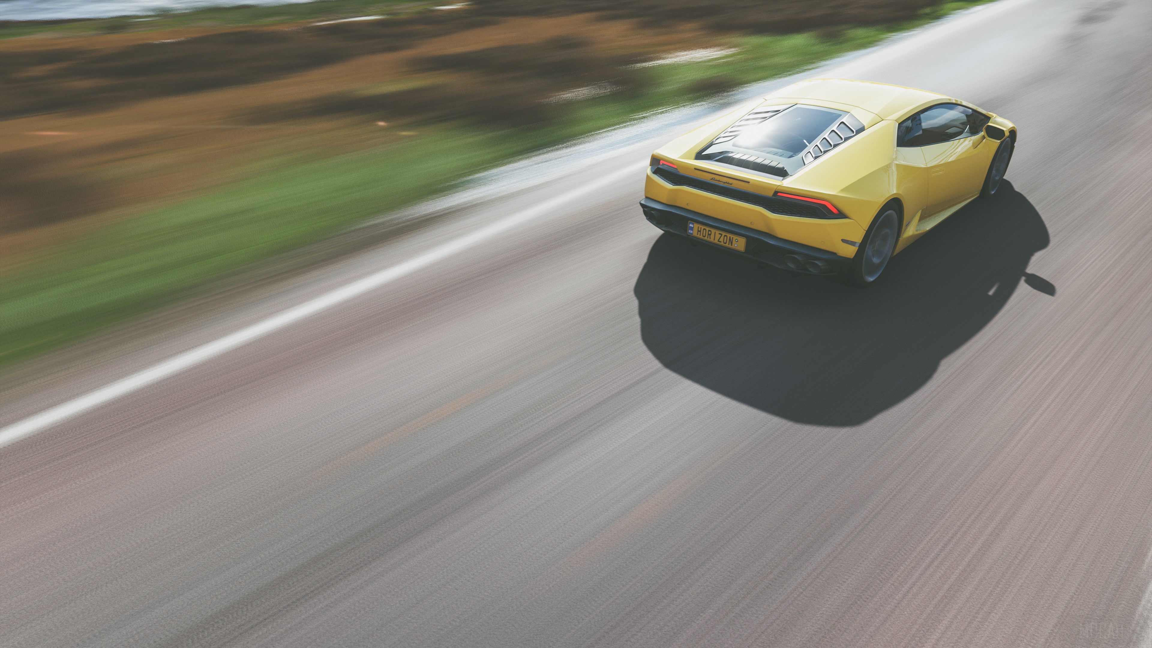 Yellow Lamborghini Huracan in Forza Horizon 4K HD Wallpaper