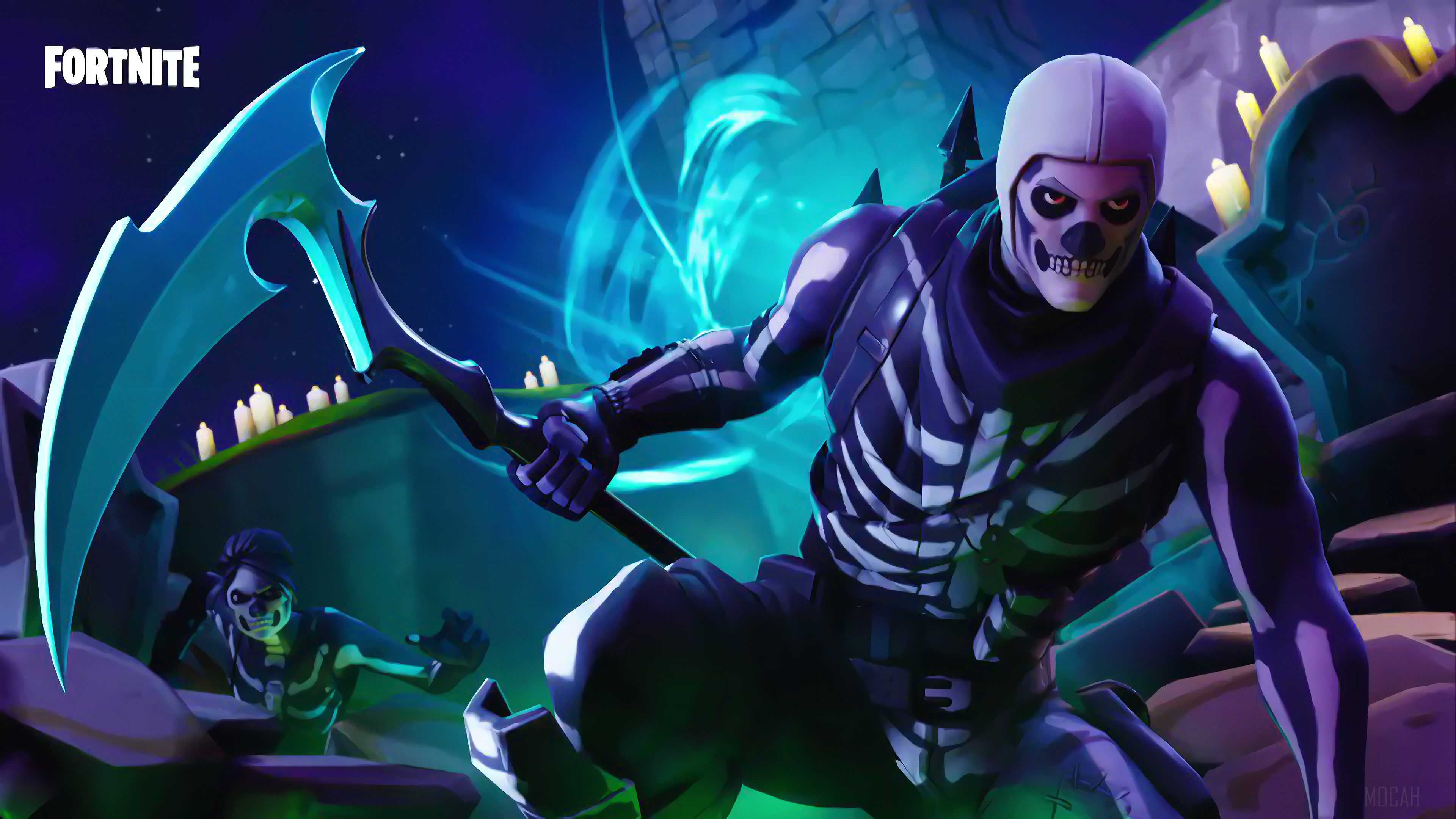 Fortnite Skull Trooper with Scythe 4K HD Wallpaper