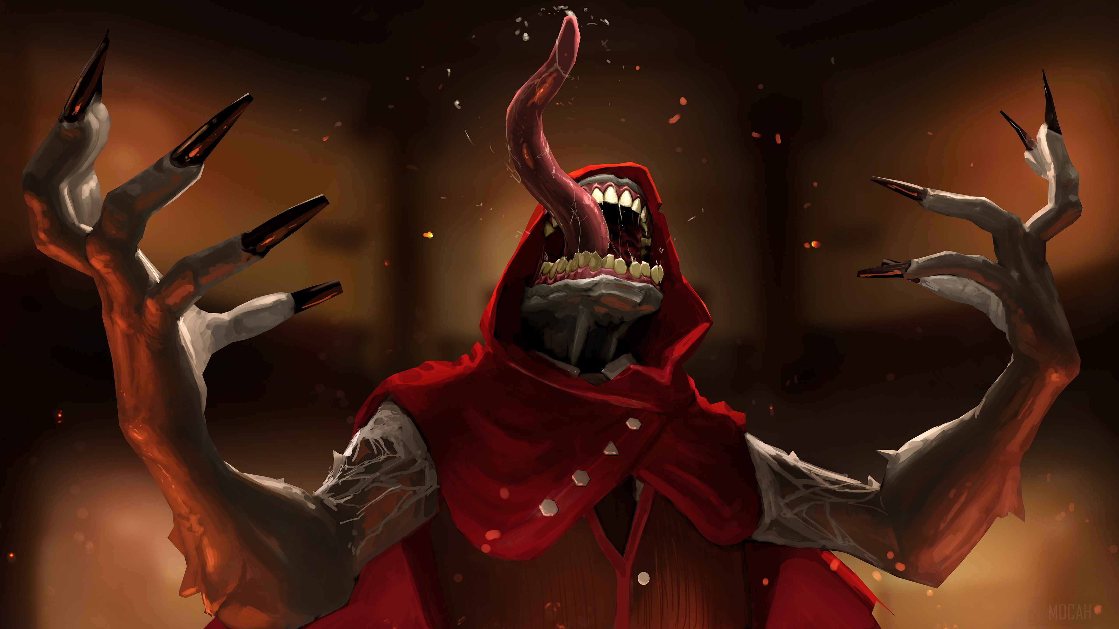 Monster with red hood and long tongue in 4K HD Wallpaper
