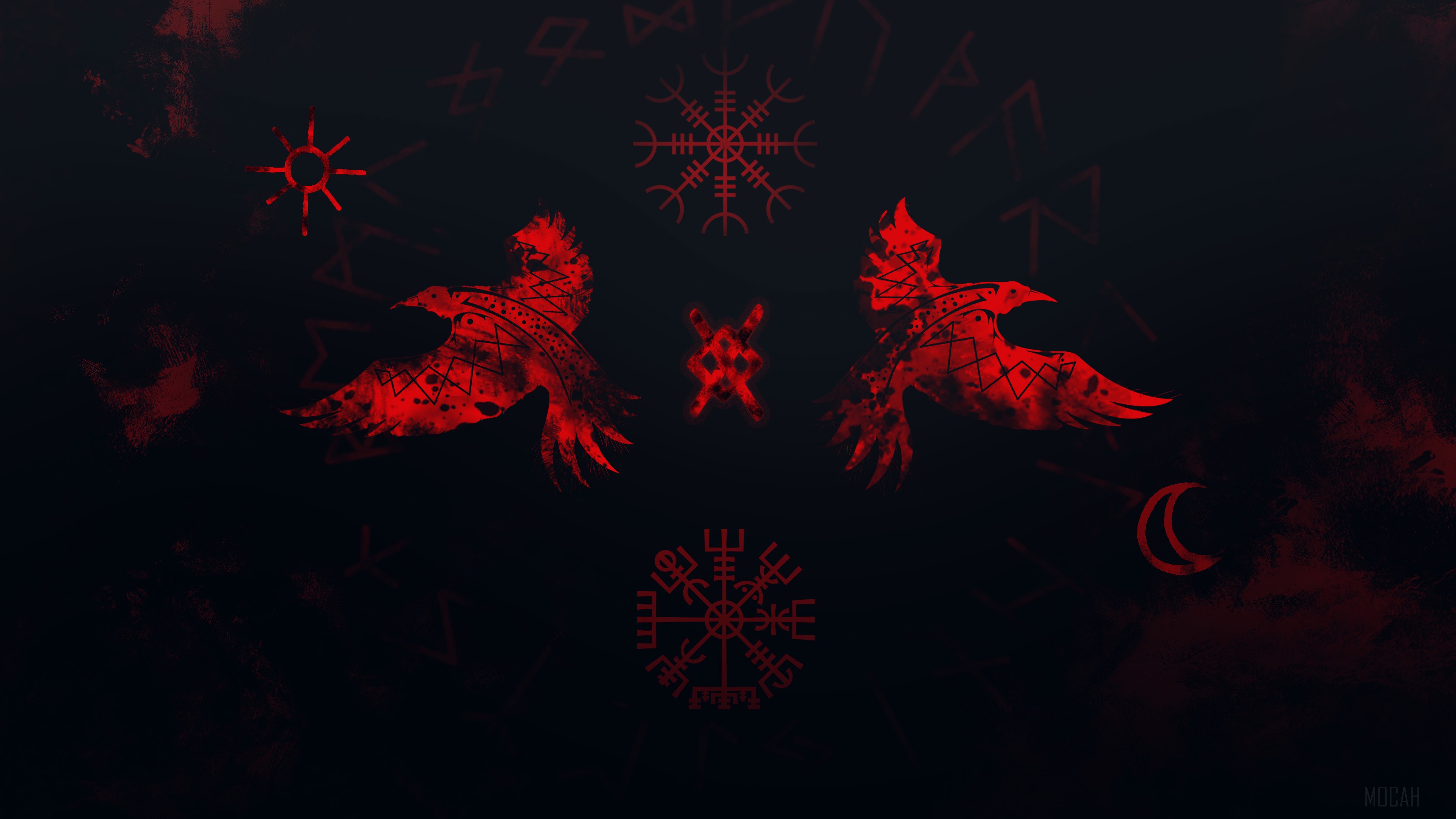 Vikings Ravens and Runes 4K HD Wallpaper