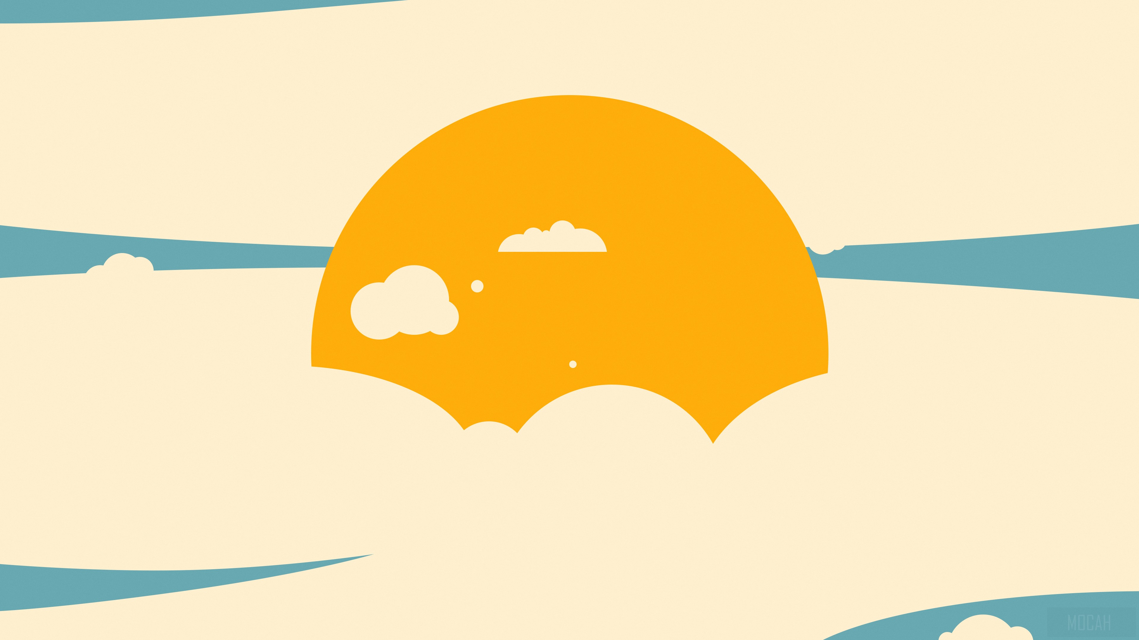 Minimalist Sun in Clouds 4K HD Wallpaper