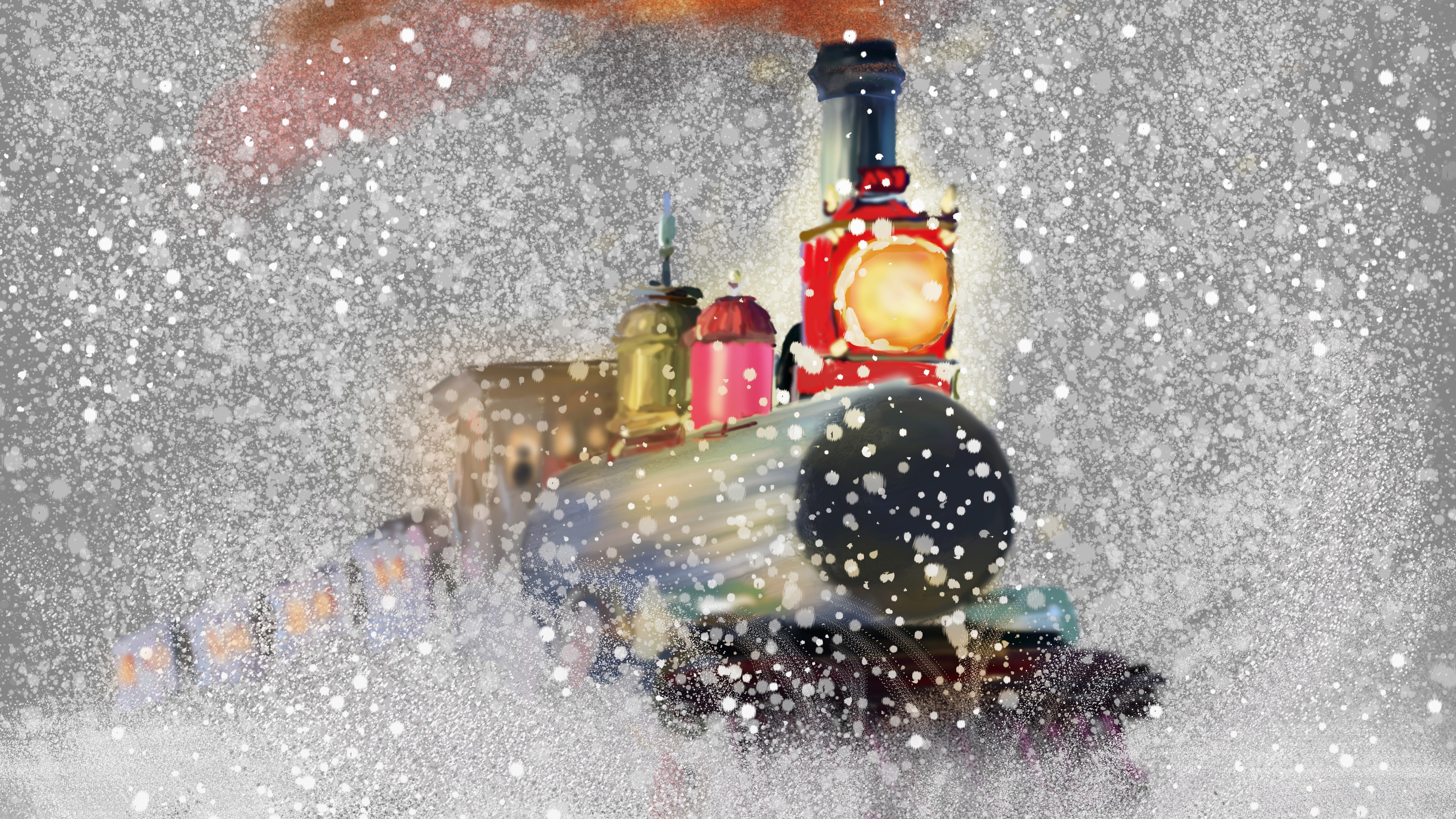 Train in the snow artwork HD Wallpaper