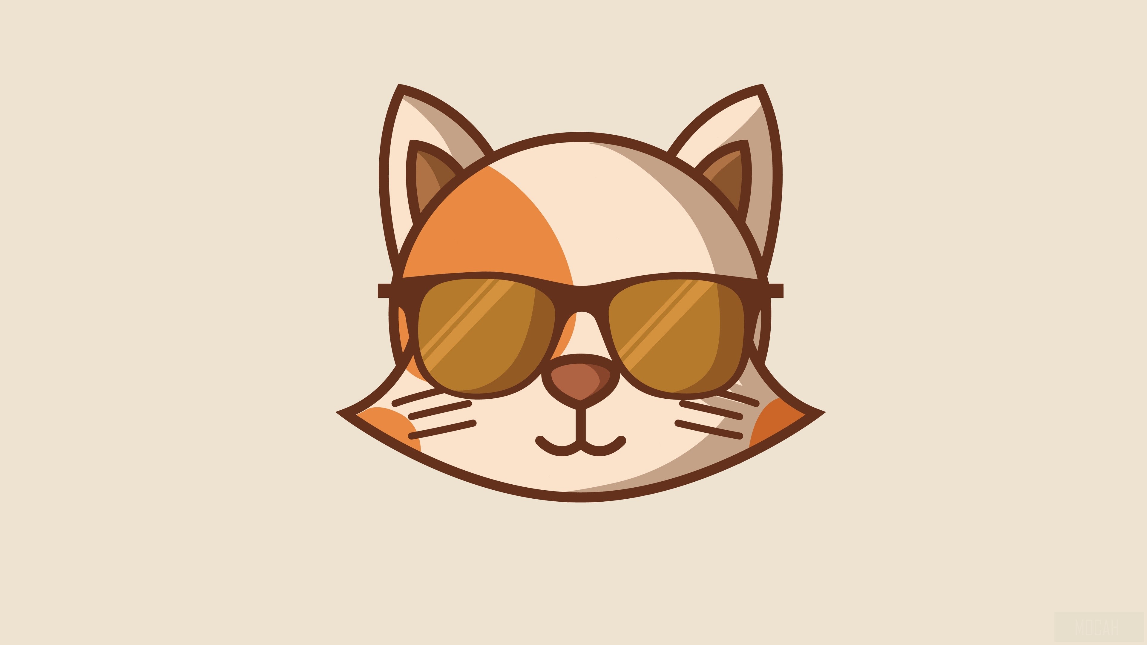Minimalist Cat Wearing Sunglasses 4K HD Wallpaper