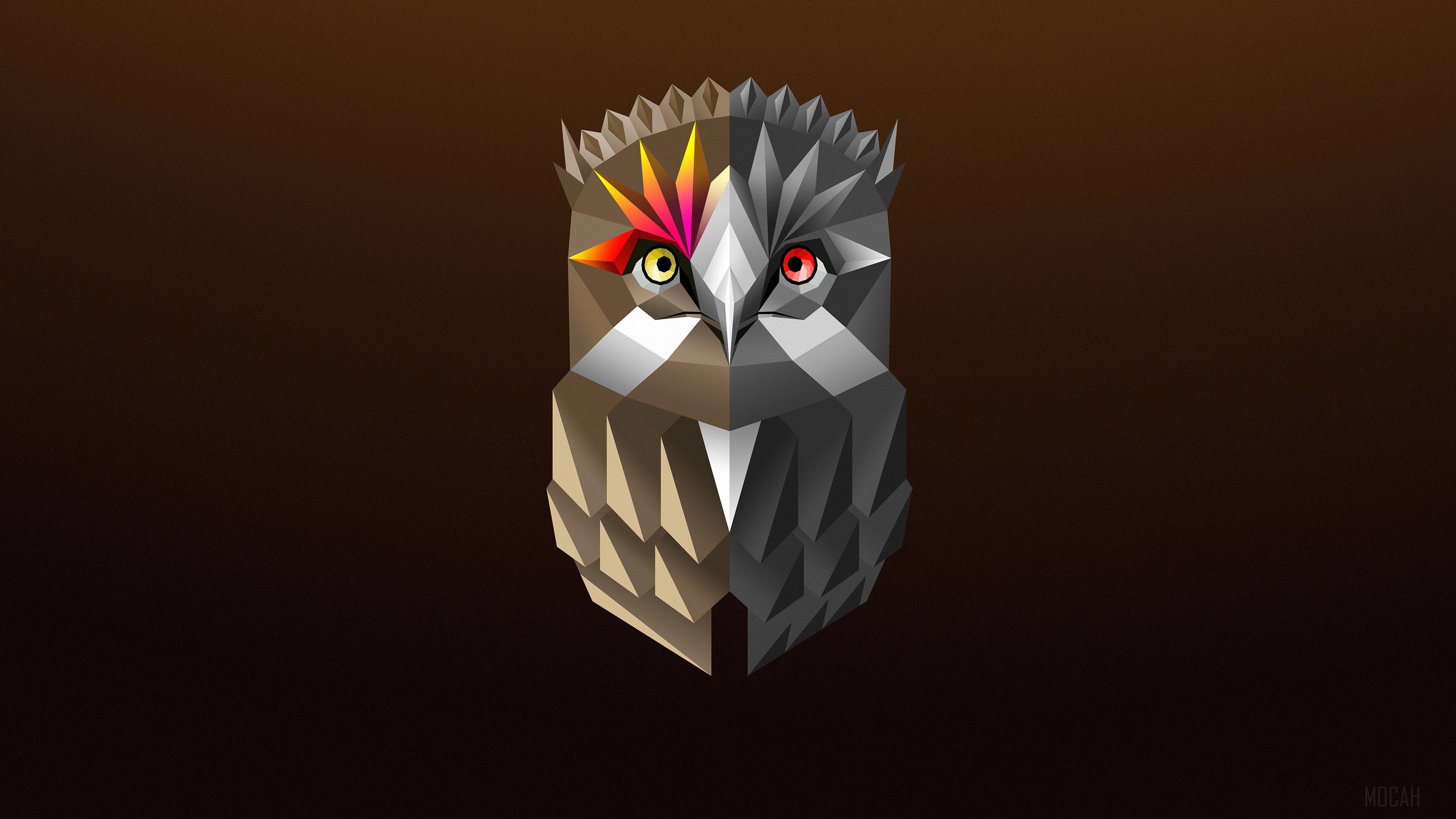 Geometric Owl Digital Art 4K HD Wallpaper