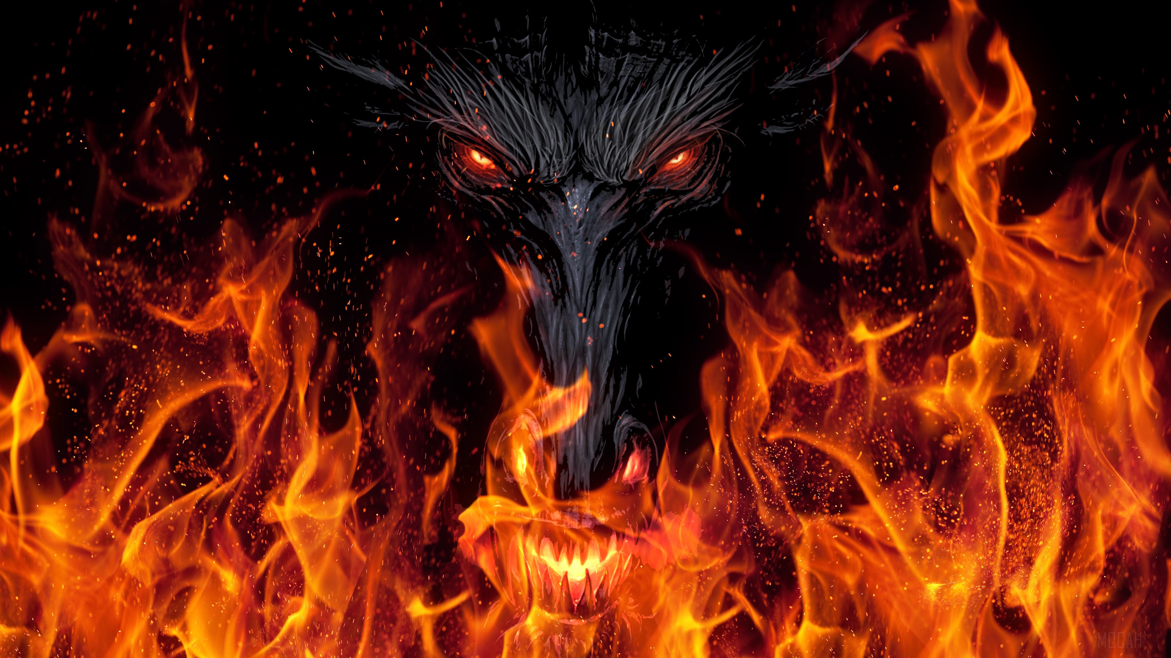 Dragon Demon Devil in Flames 4K HD Wallpaper