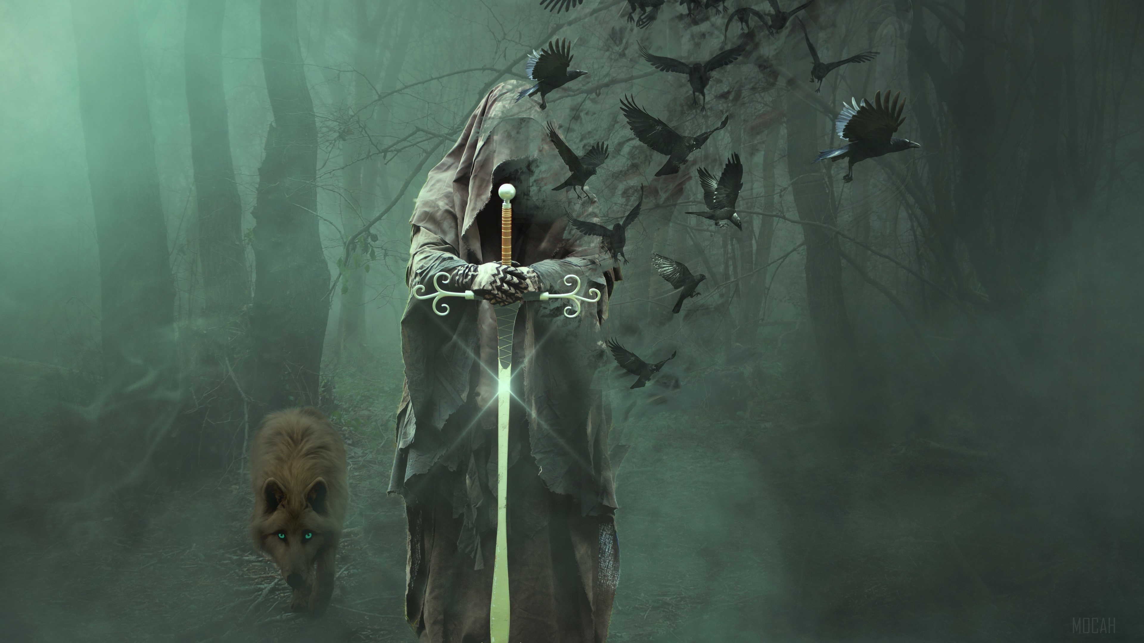 Wizard of Death in Dark Forest 4K HD Wallpaper