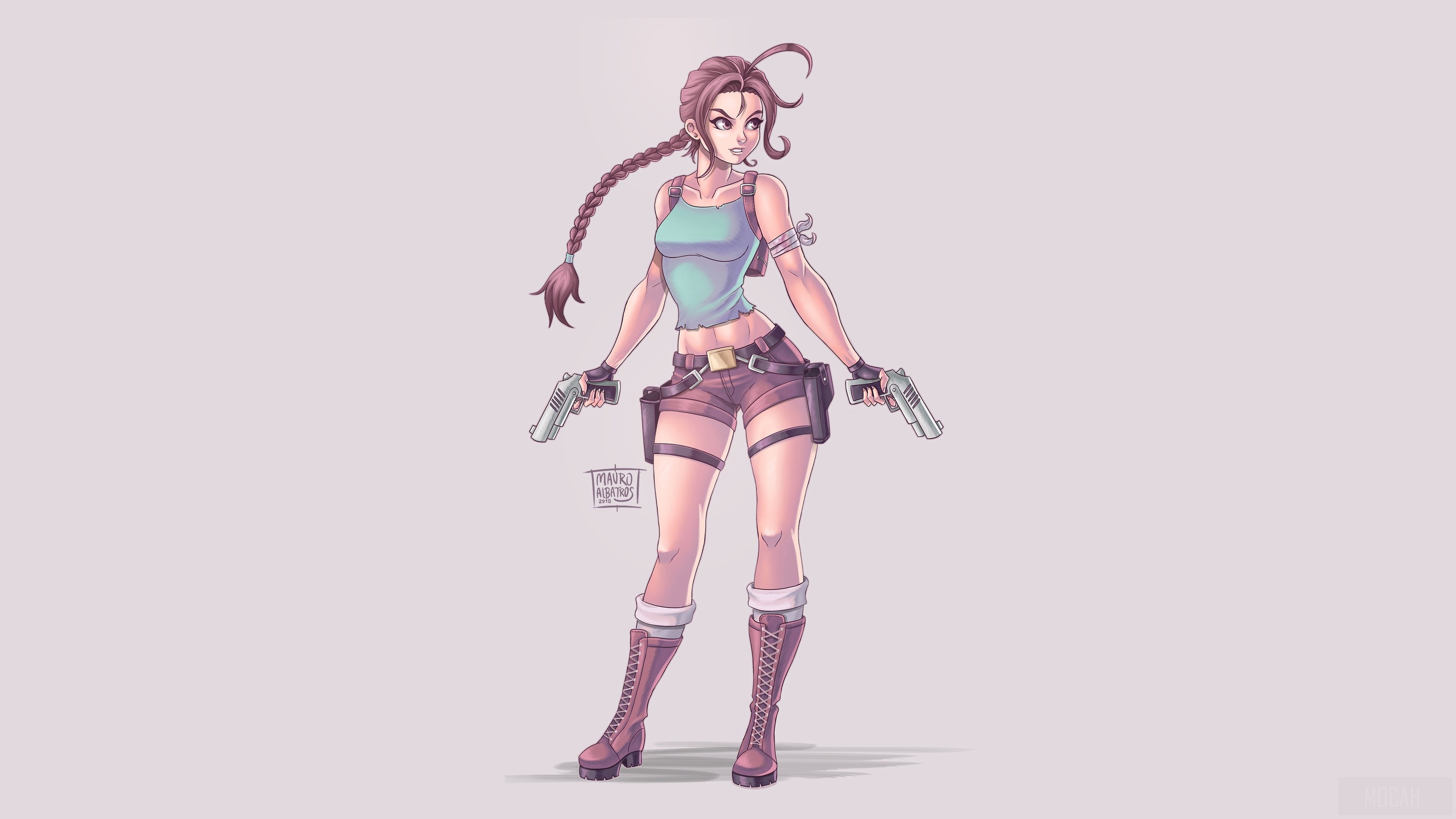 Lara Croft Dynamic Stance Artwork 4K HD Wallpaper