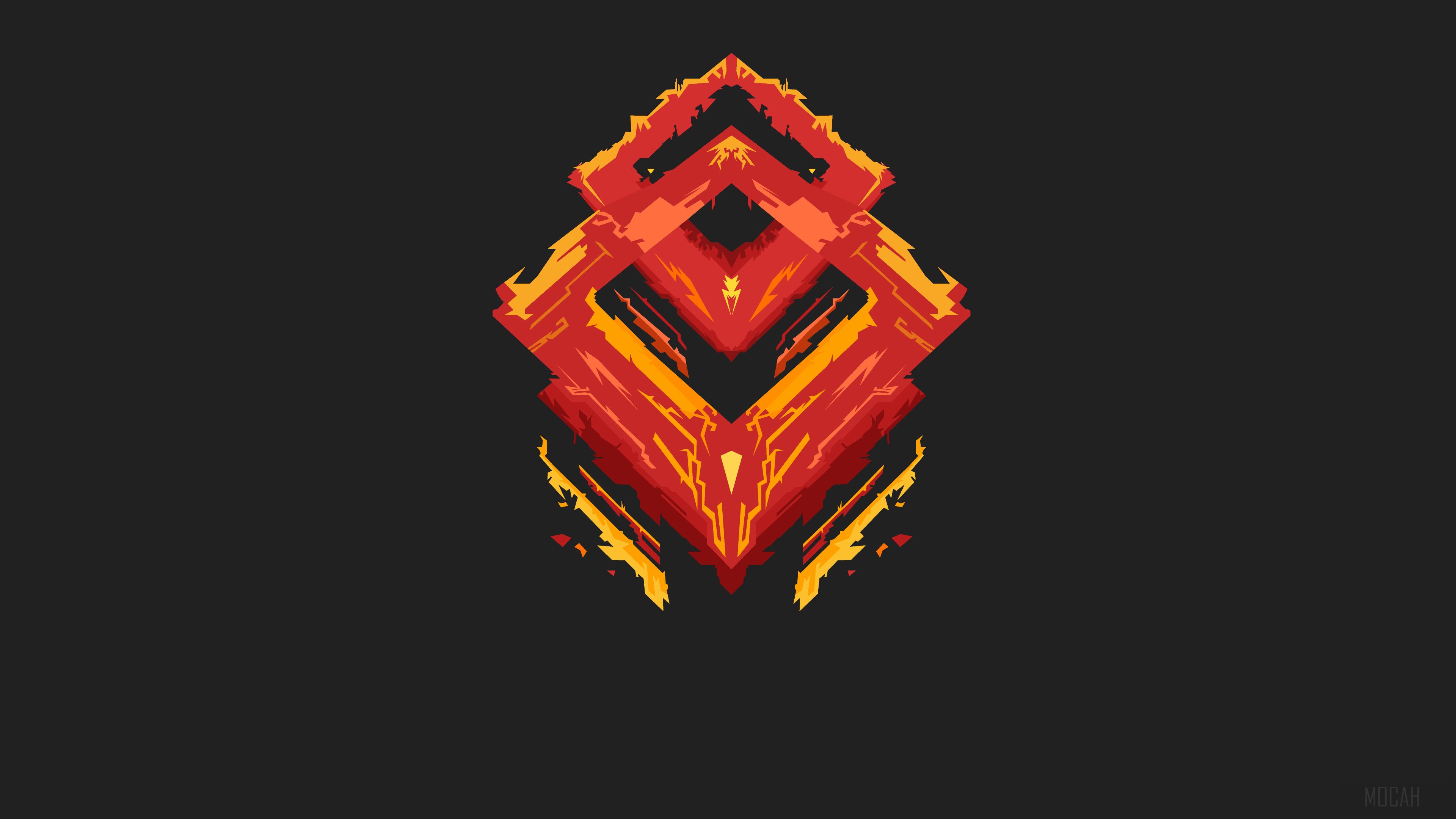 Minimalist Red and Yellow Abstract Logo 4K HD Wallpaper